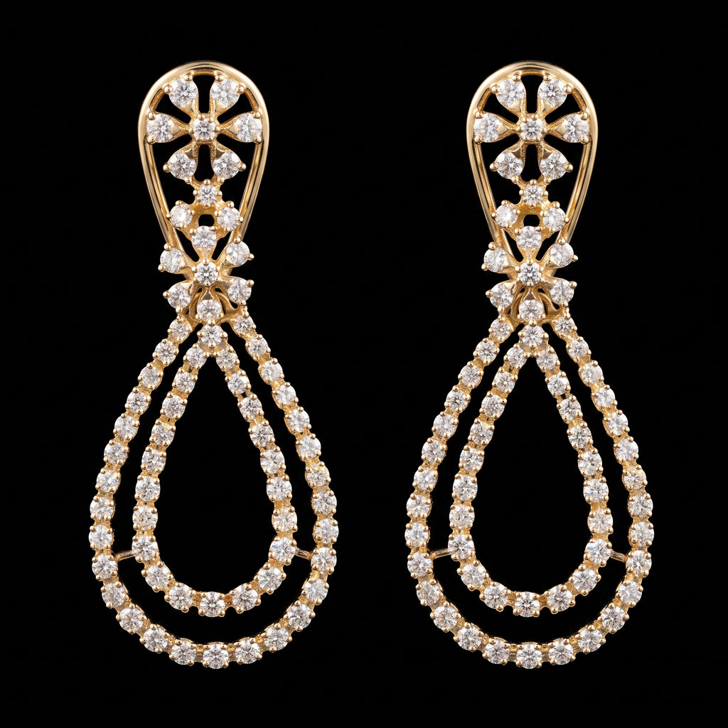 3.23Ct of Long Earring With the Purity of 14K