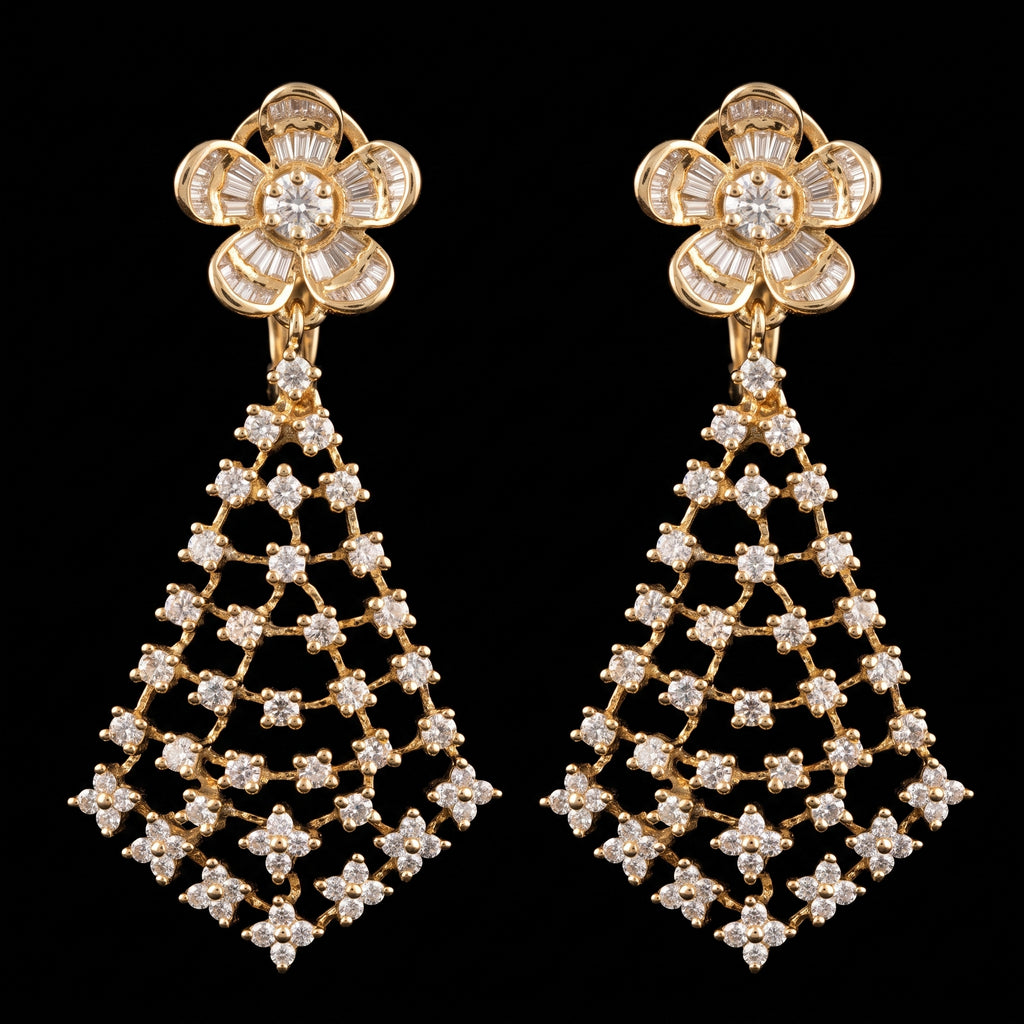 2.95Ct of Long Earring with the Purity of 14K