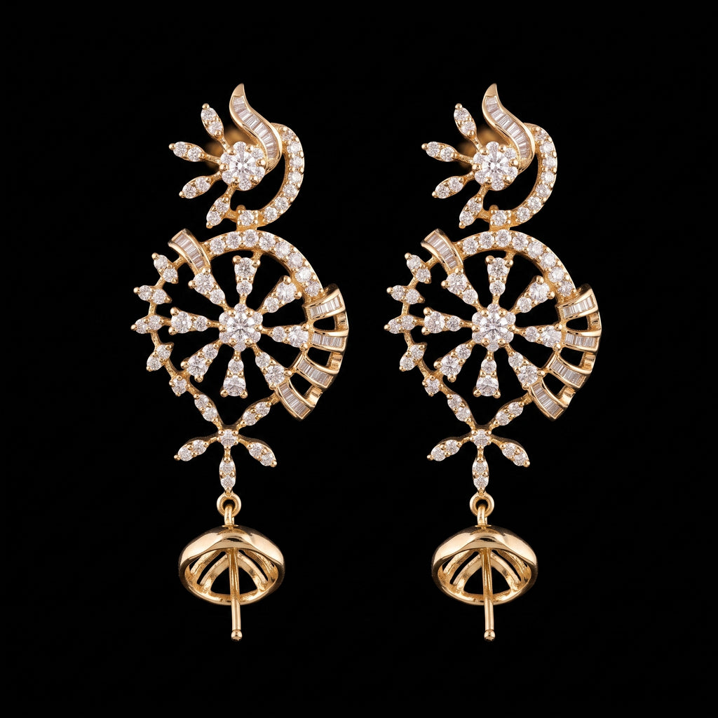 2.56Ct of Long Earring with the Purity of 14K