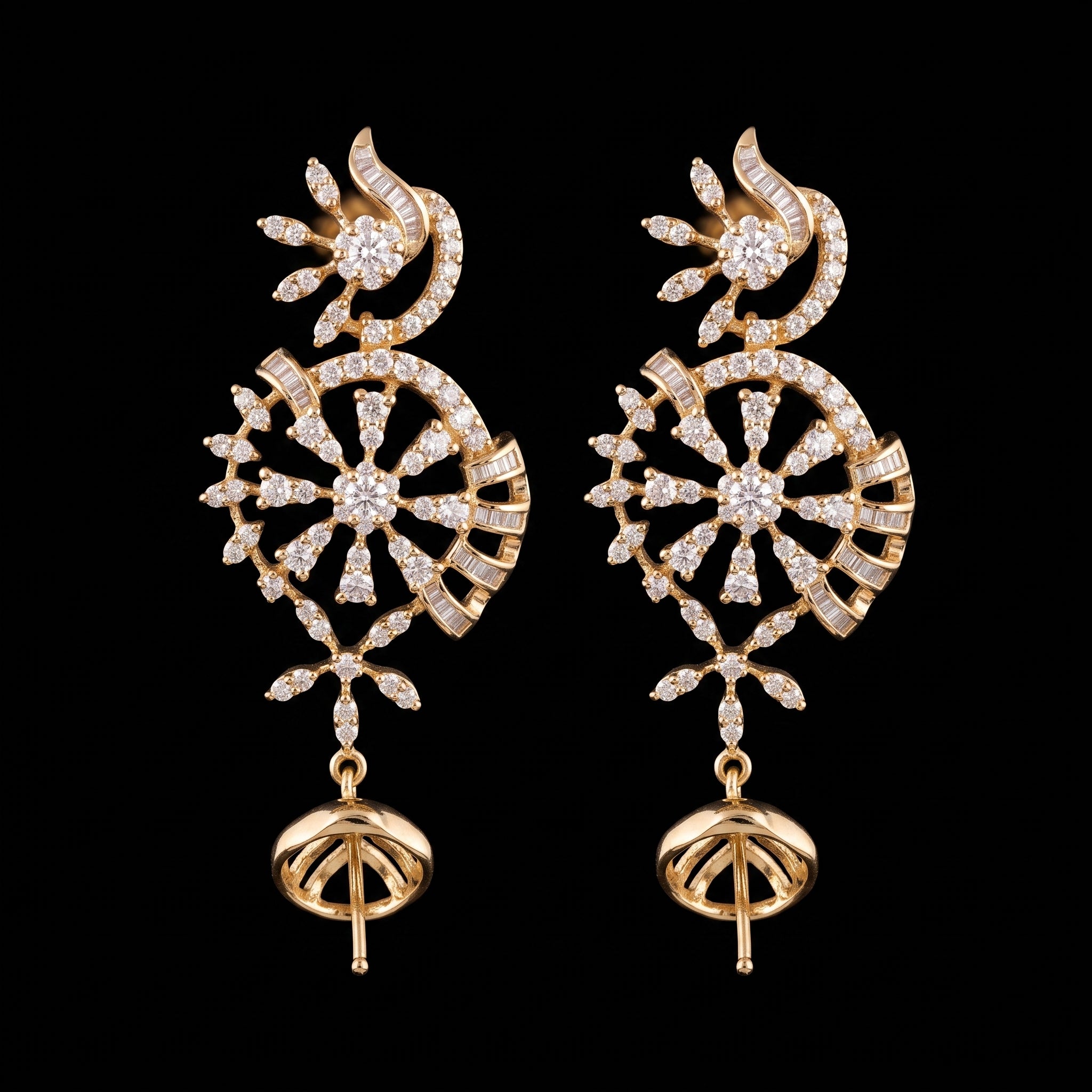 2.56Ct of Long Earring with the Purity of 14K