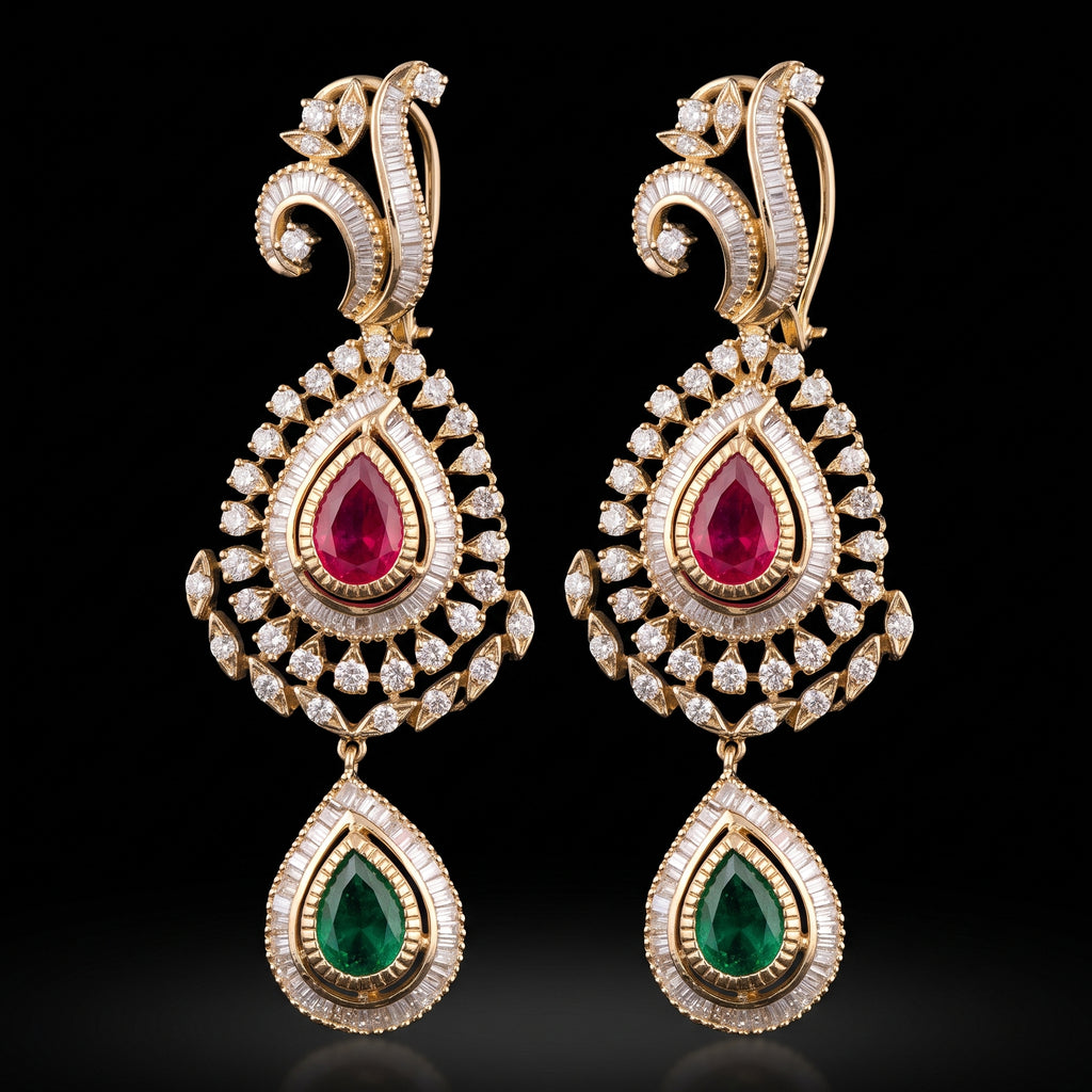 17.23Ct of Long Earring With the Purity of 14K