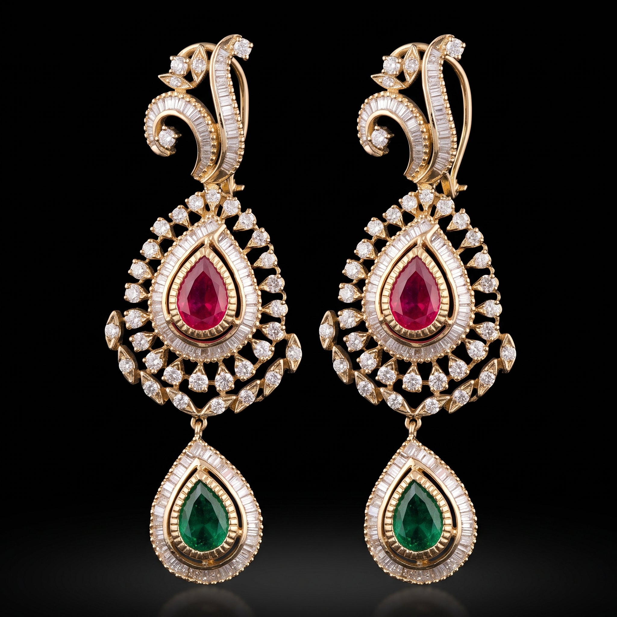 17.23Ct of Long Earring With the Purity of 14K