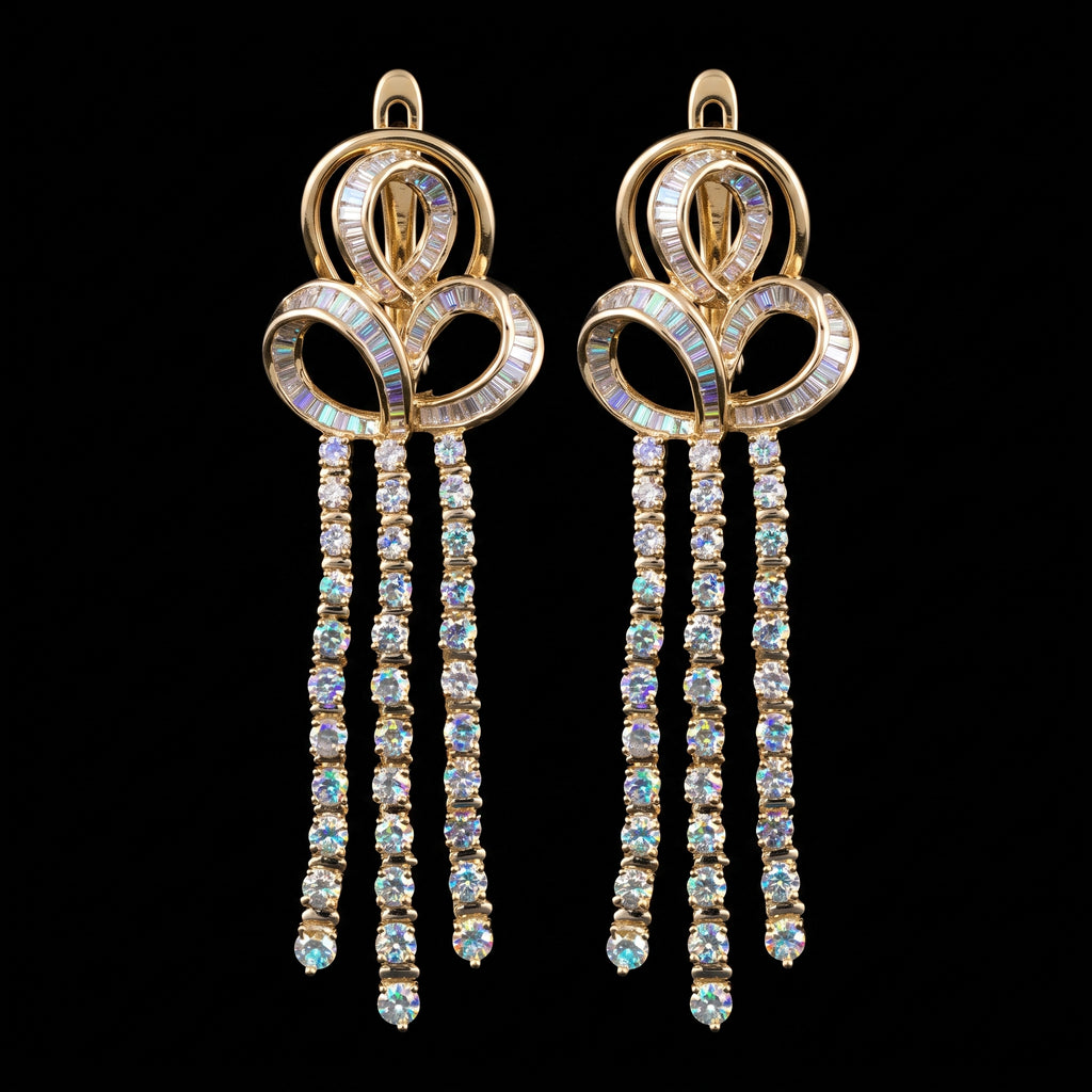 4.01Ct of Long Earring with the Purity of 14K