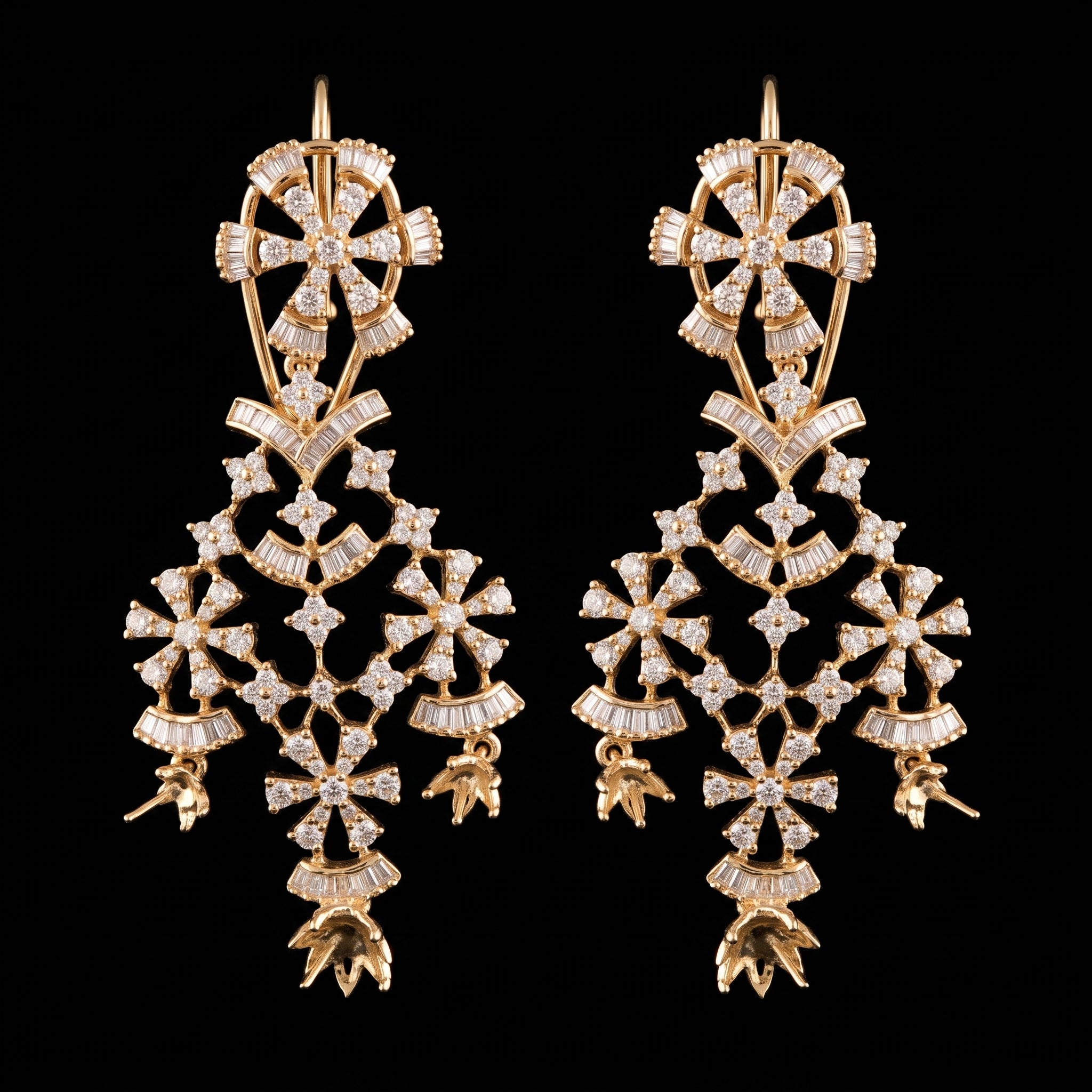 3.94Ct of Long Earring with the Purity of 14K