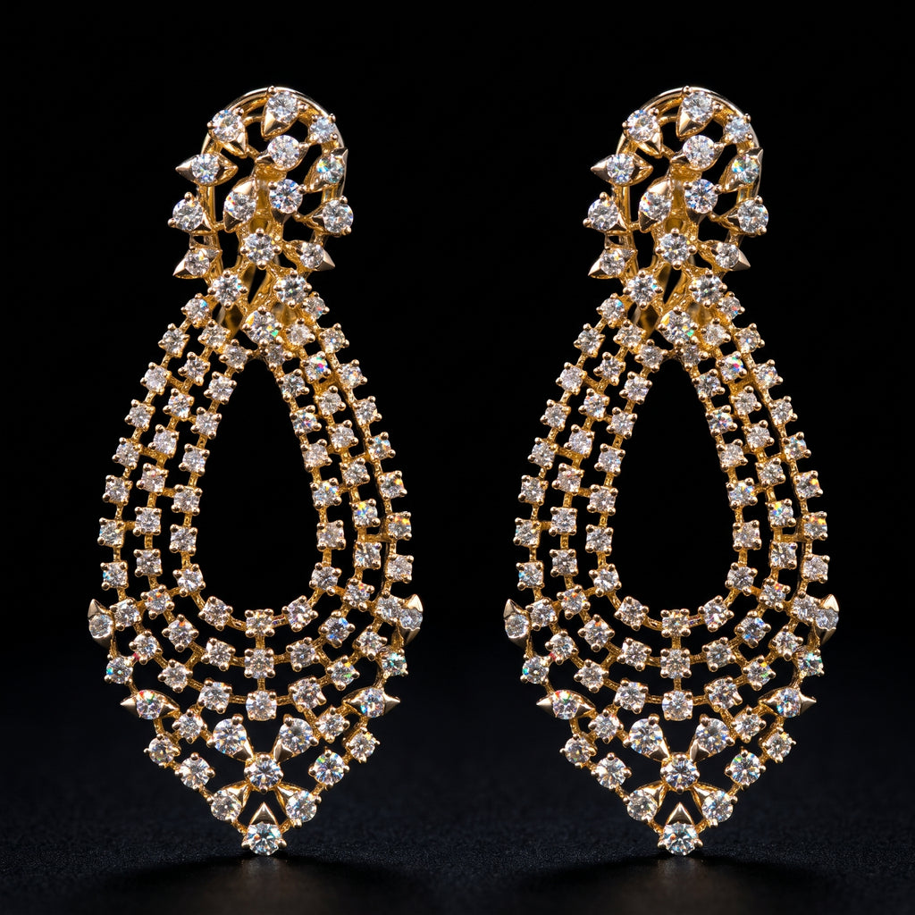 5.91Ct of Long Earring with the Purity of 14K