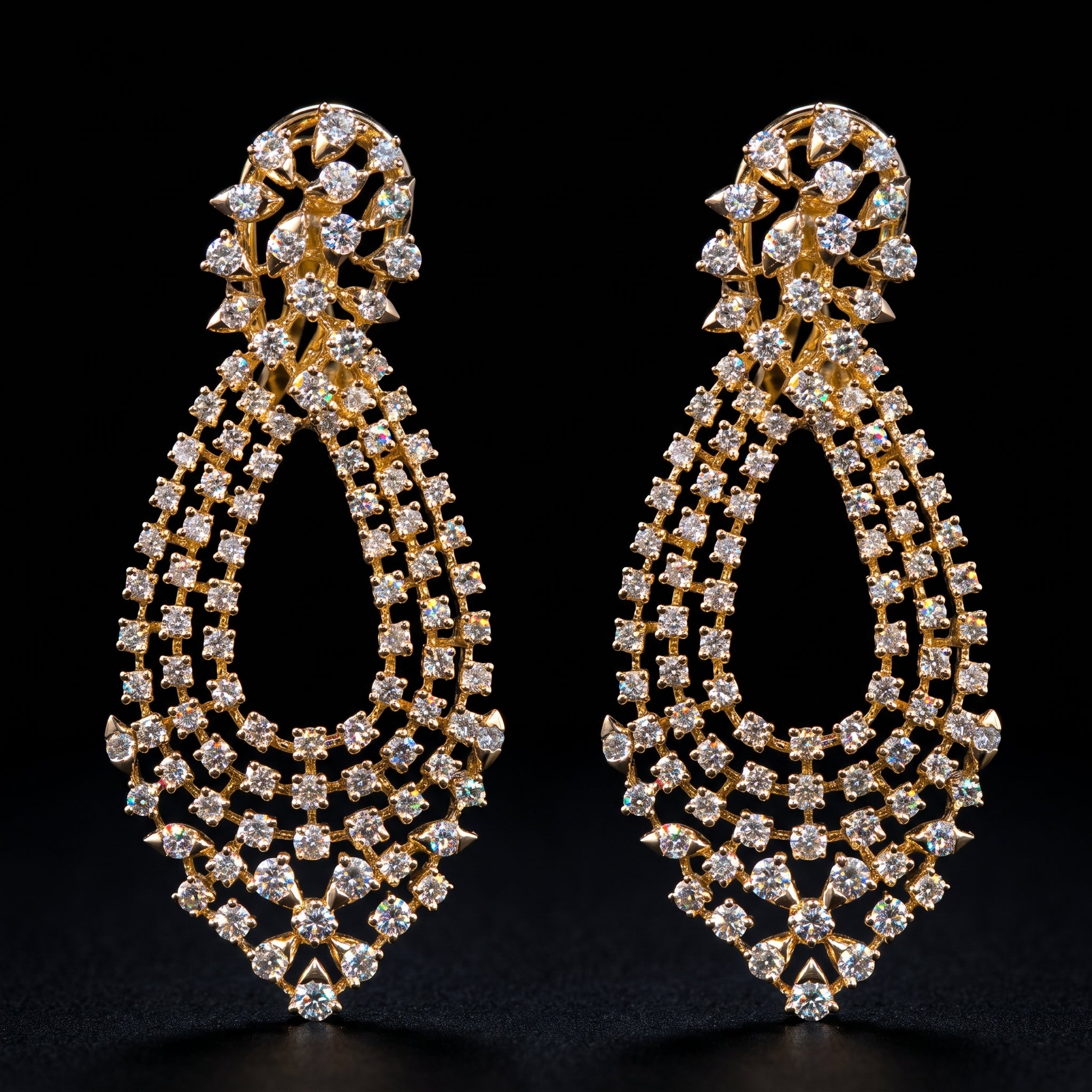 5.91Ct of Long Earring with the Purity of 14K