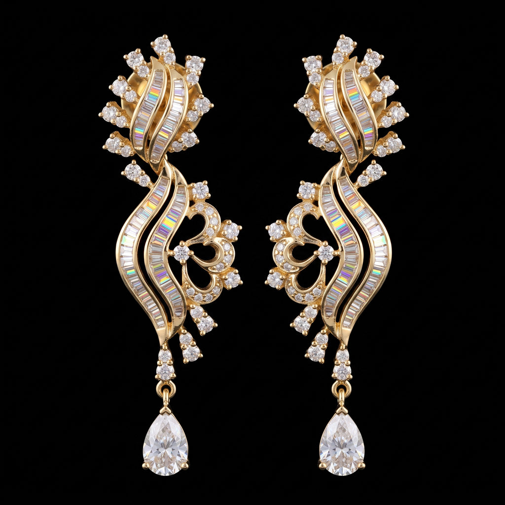 2.1Ct of Long Earring with the Purity of 14K