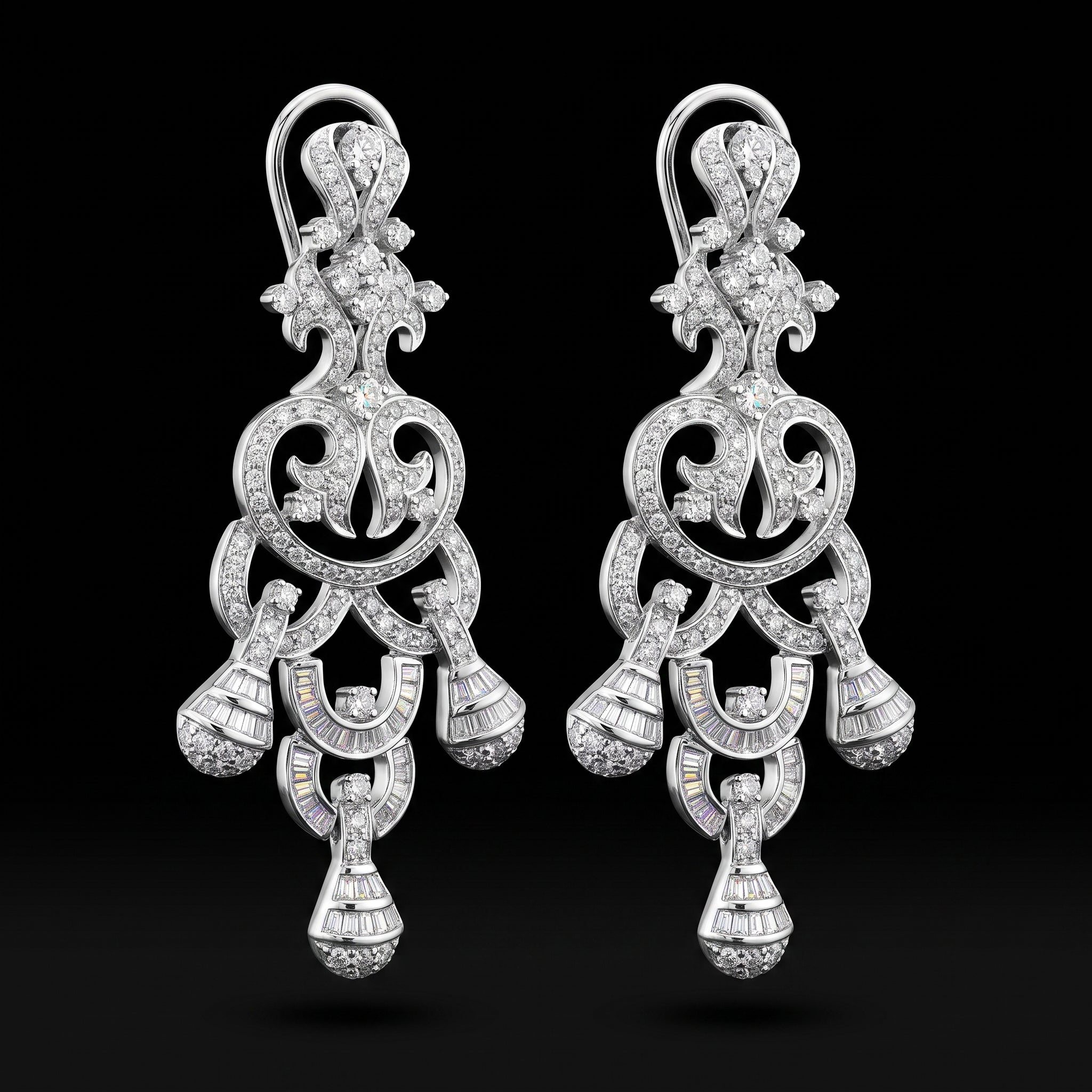 3.84Ct of Long Earring with the Purity of18K