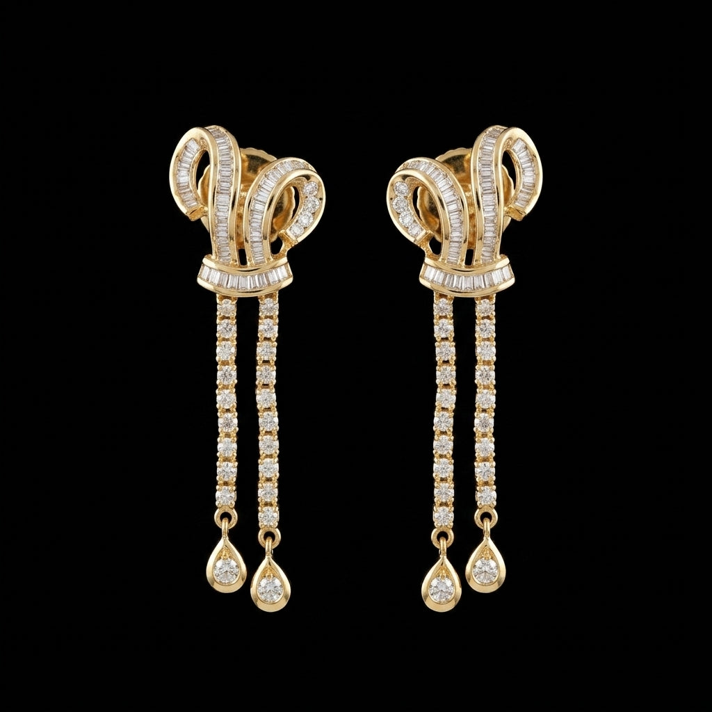 1.66Ct of Long Earring With Purity of 14K