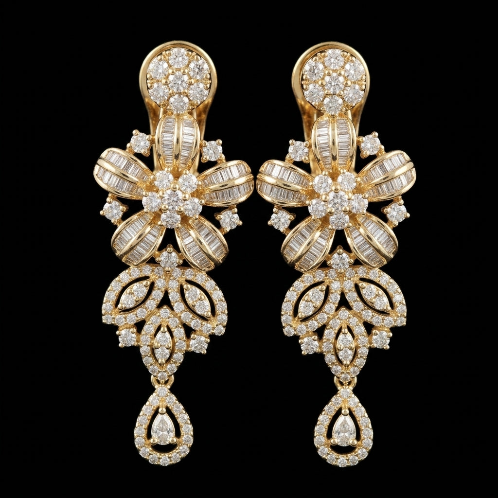 5.03Ct of Long Earring With Purity of 14K