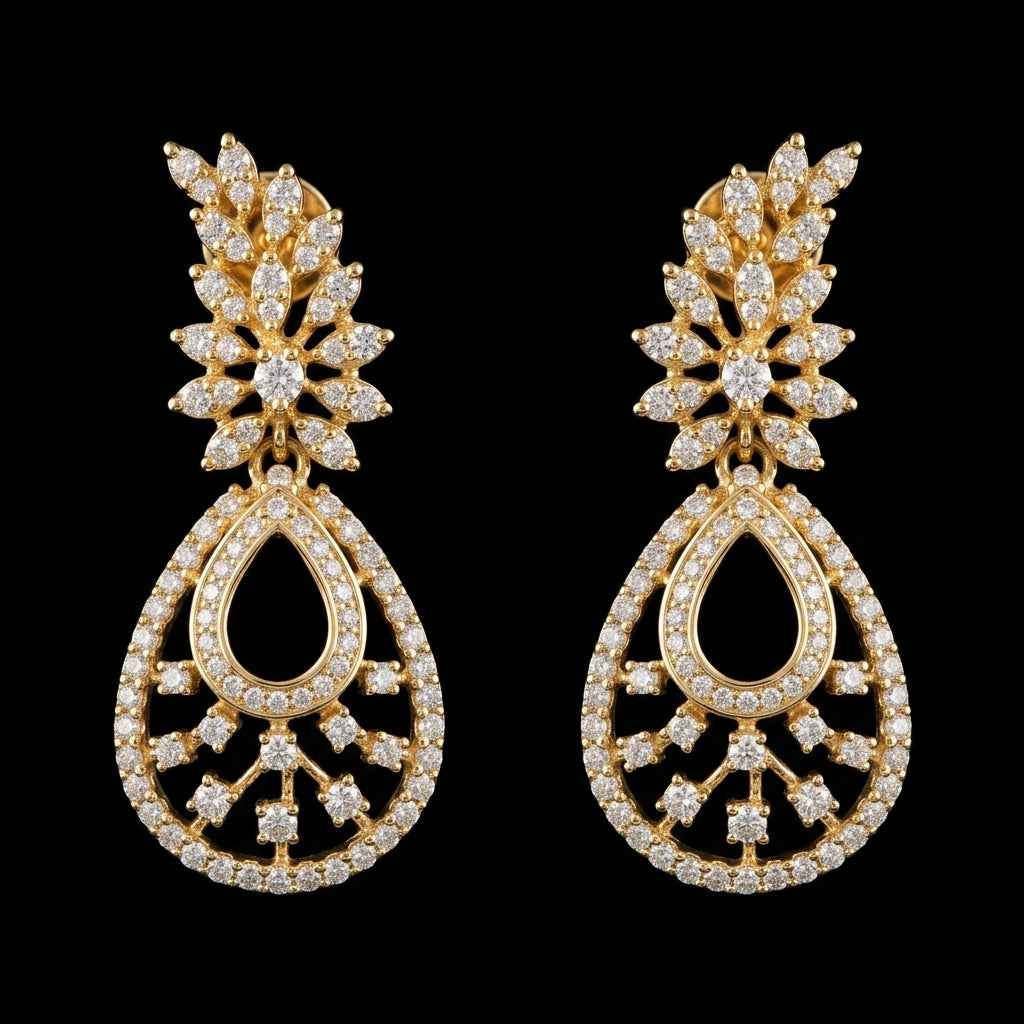 2.5Ct of Long Earring With Purity of 14K