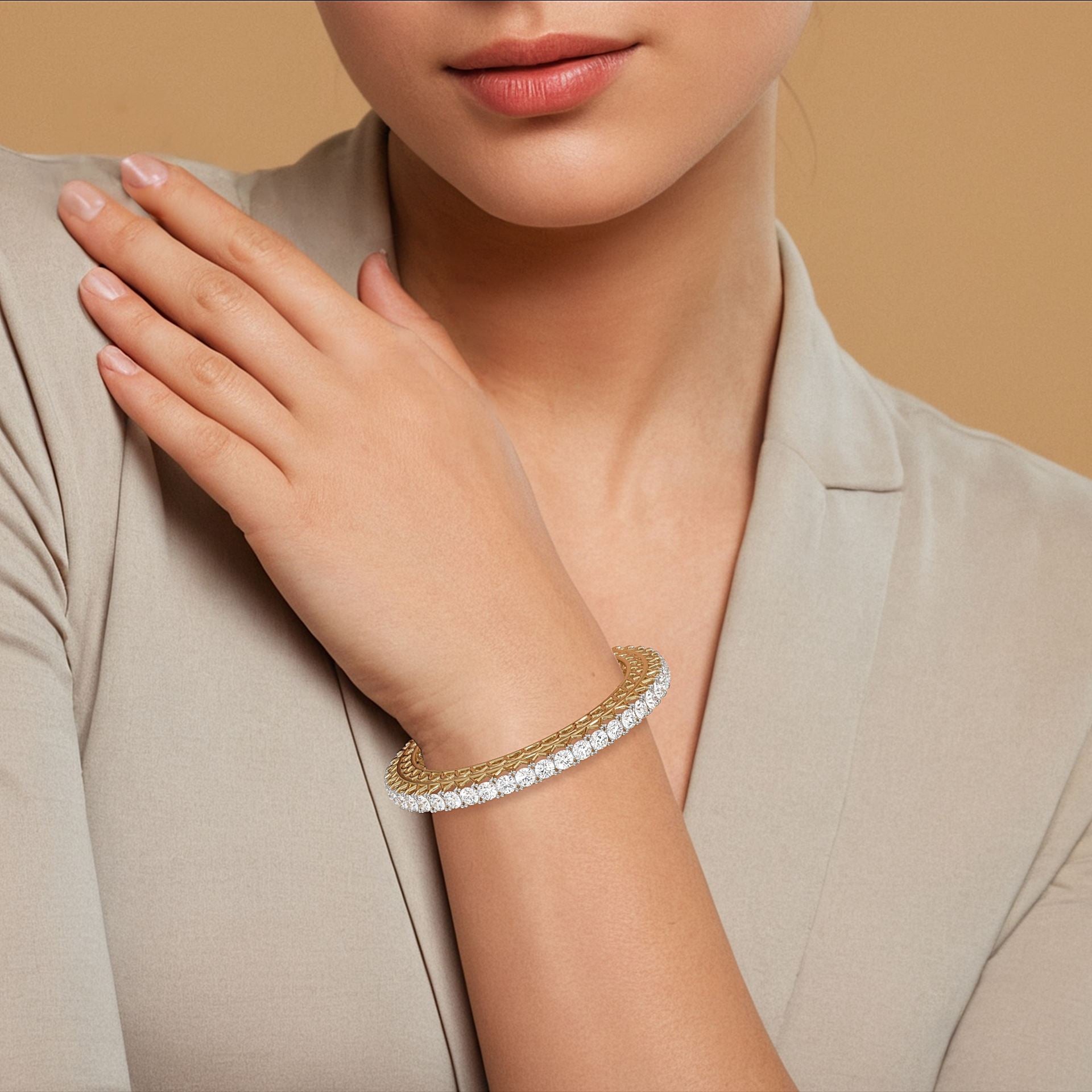 22.50 Ct Bracelets Brilliant Round 18Kt Gold