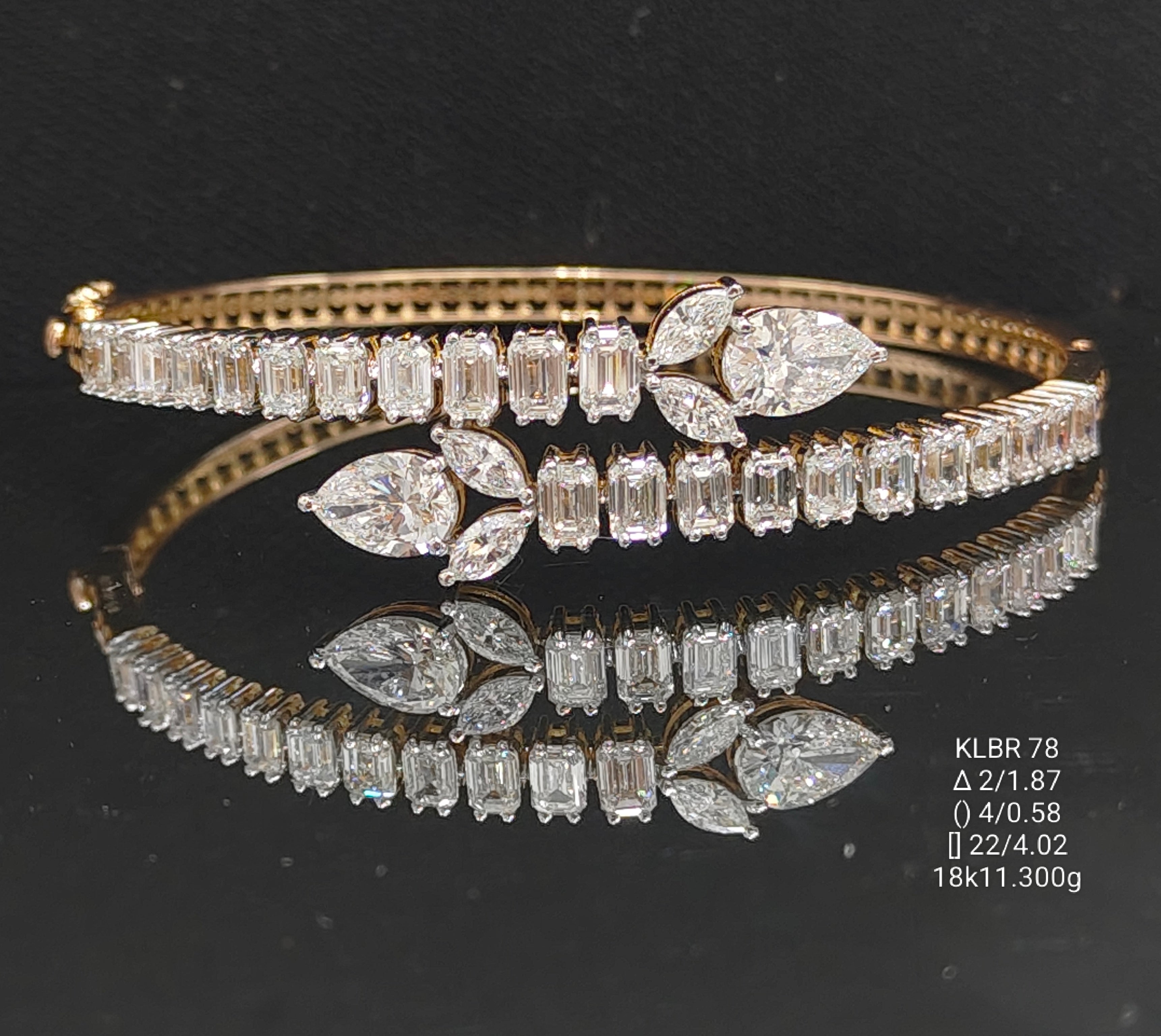 6.47Ct BRACELET MIX shape  diamonds 18K