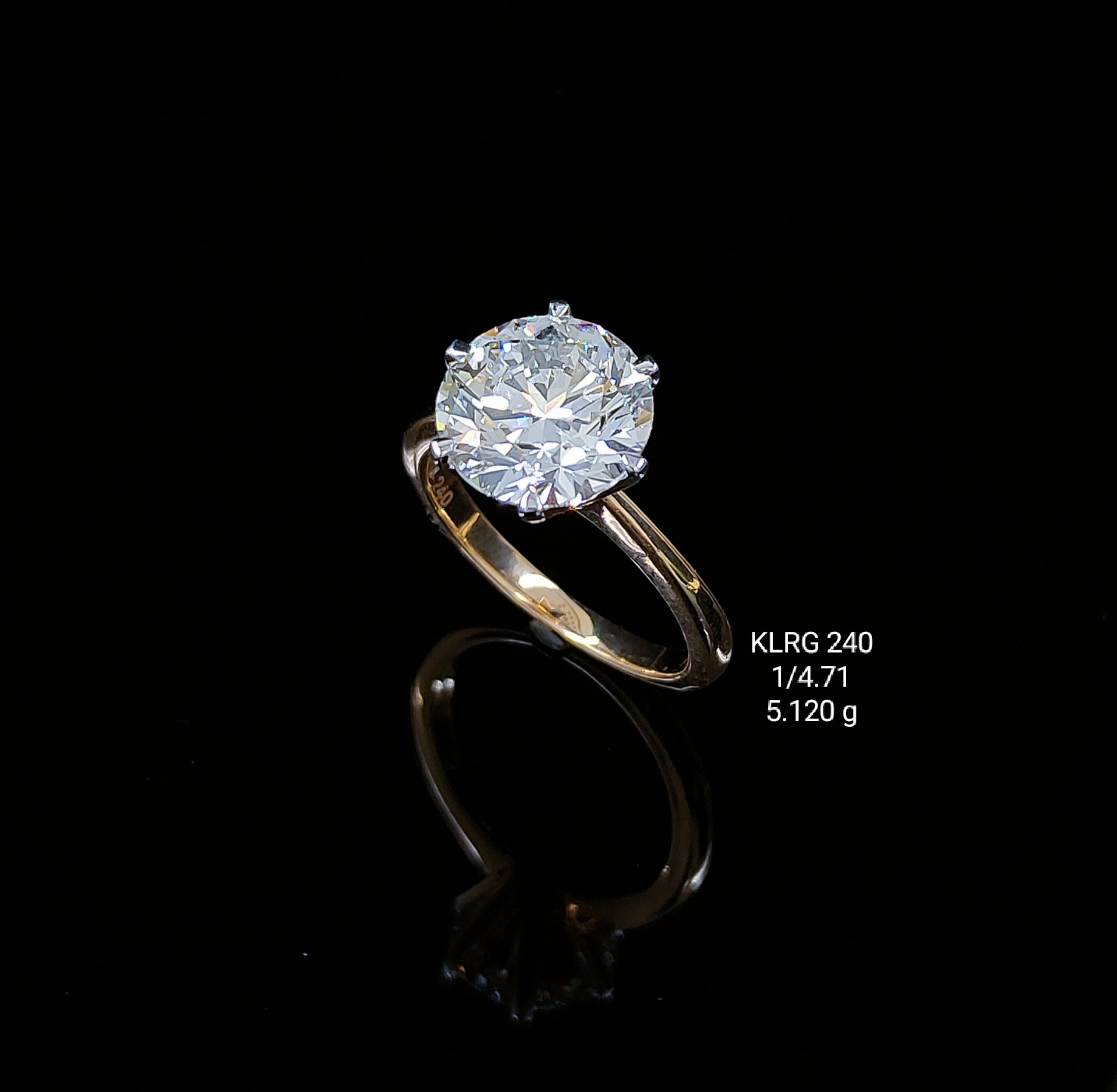 4.71Ct RING solitaire diamonds 18K