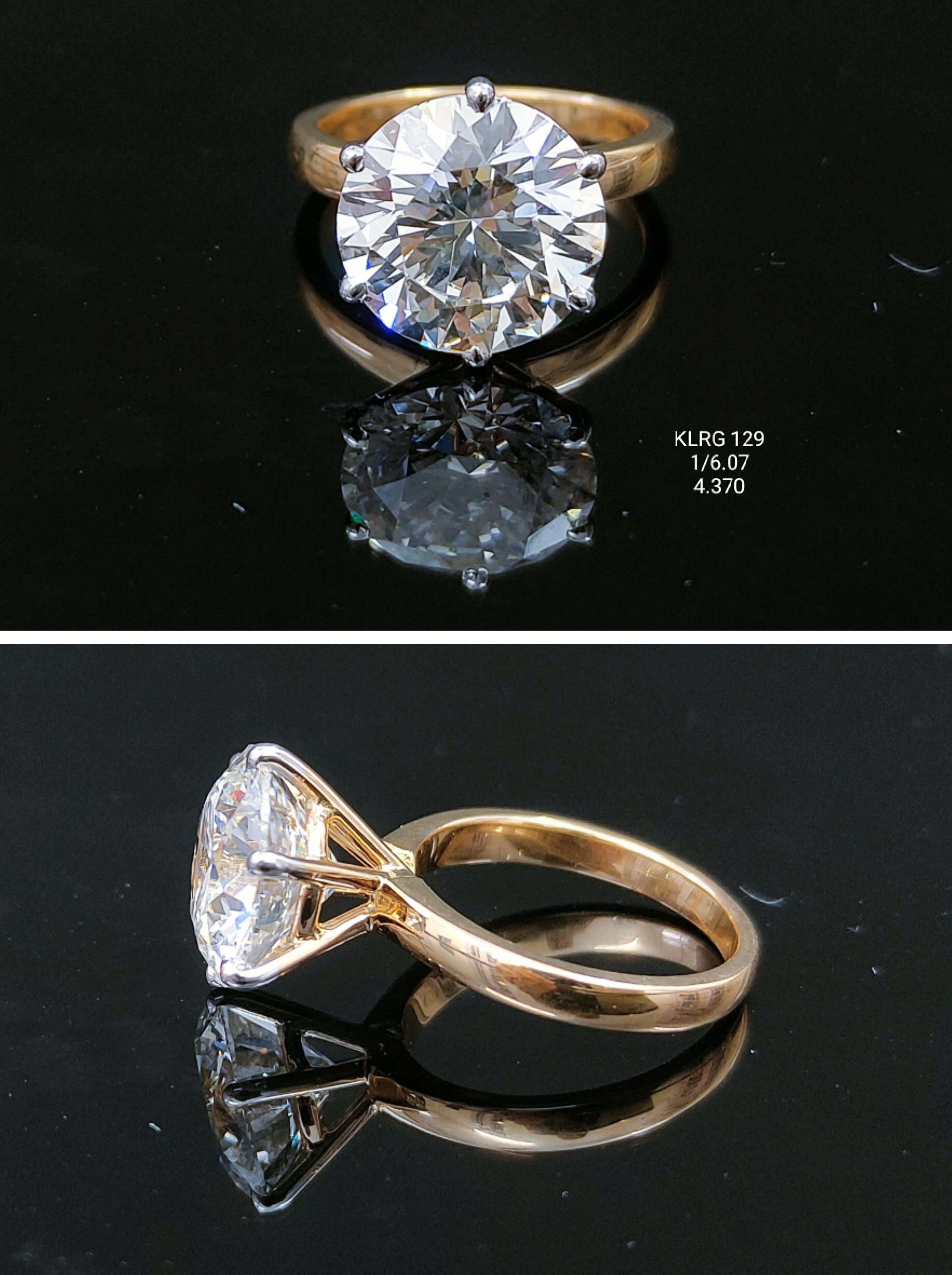 6.07Ct RING solitaire diamonds 18K
