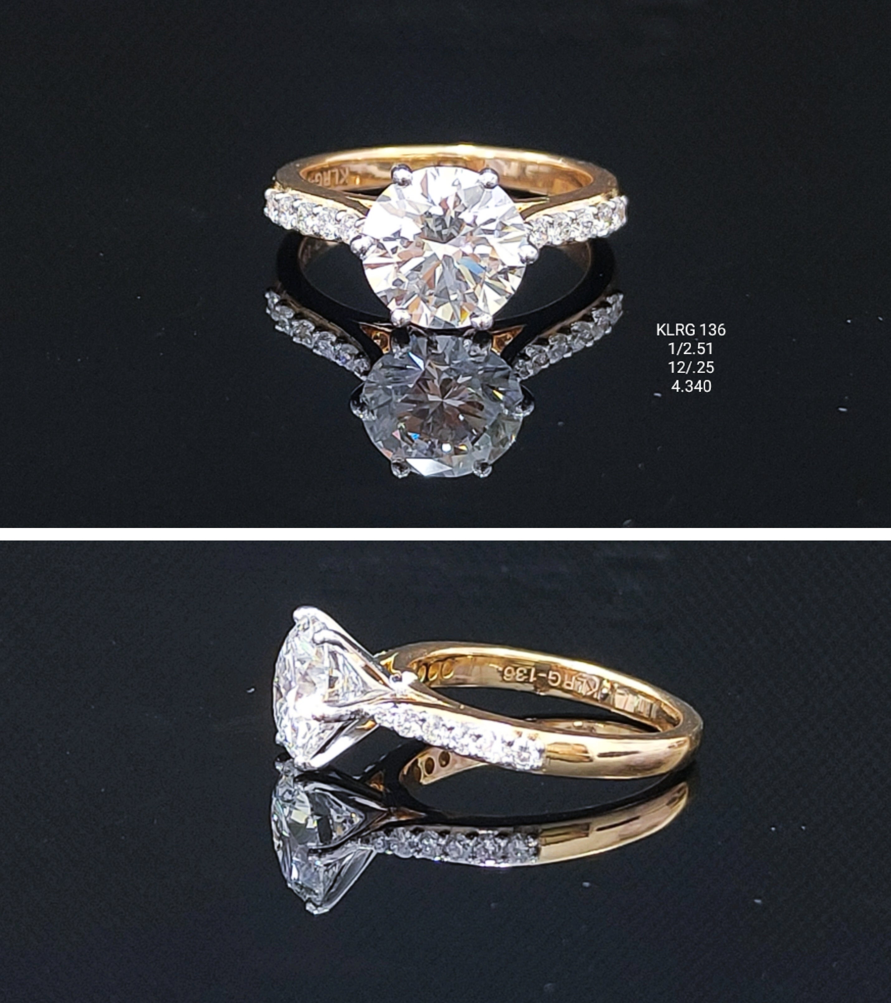 3.24Ct RING solitaire diamonds 18K
