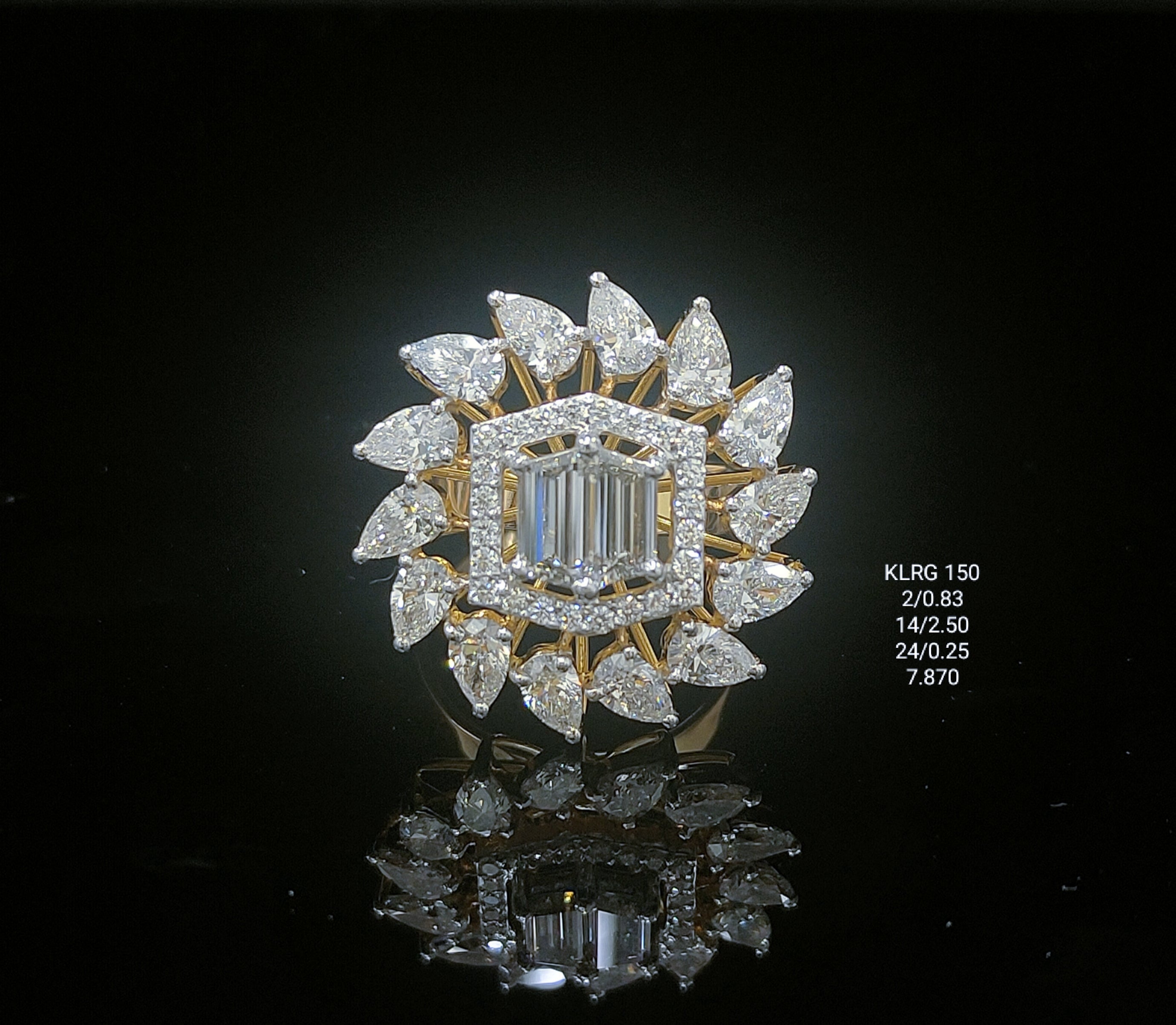 3.58Ct RING Small round diamonds 18K