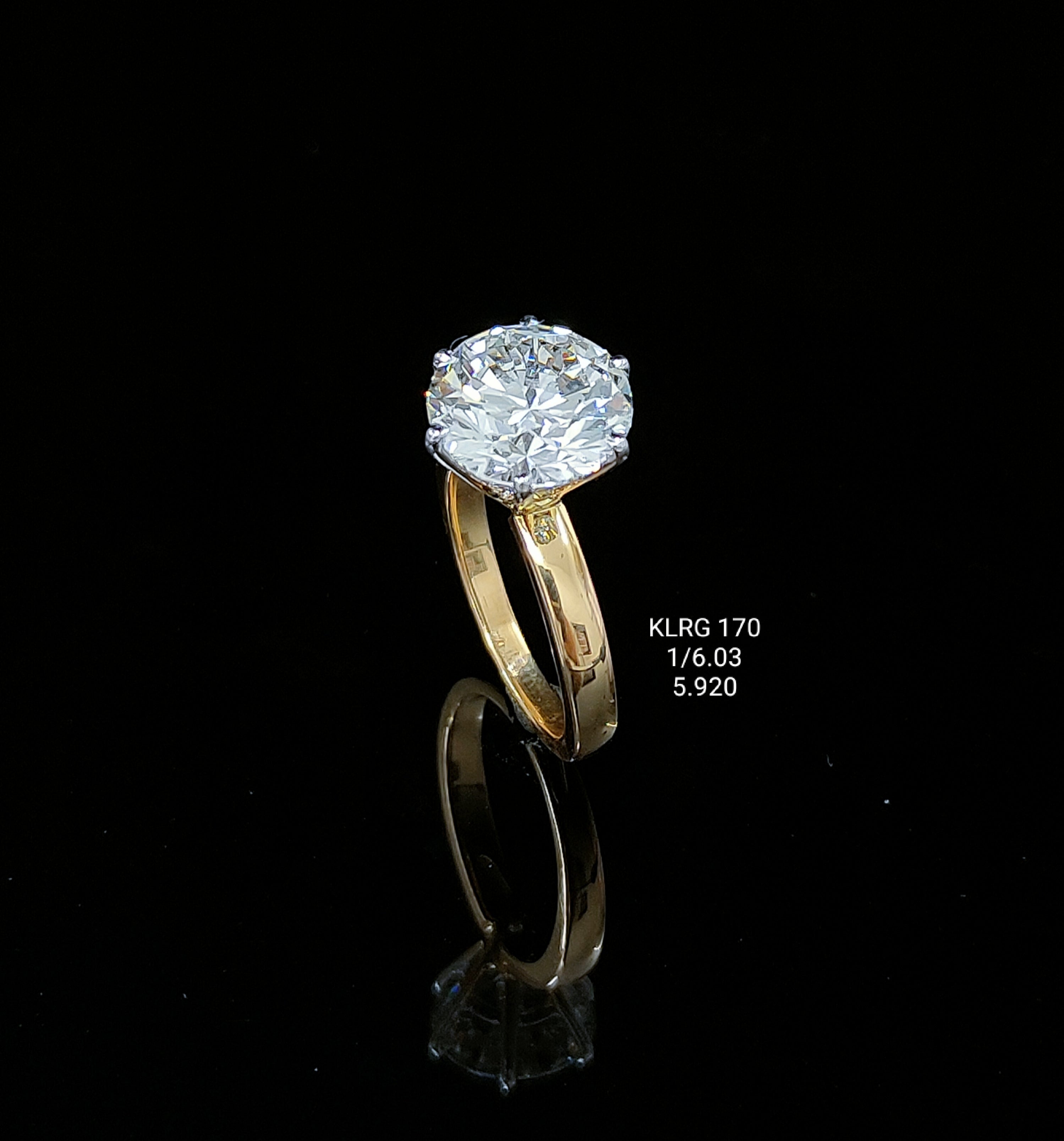 6.03Ct RING solitaire diamonds 18K