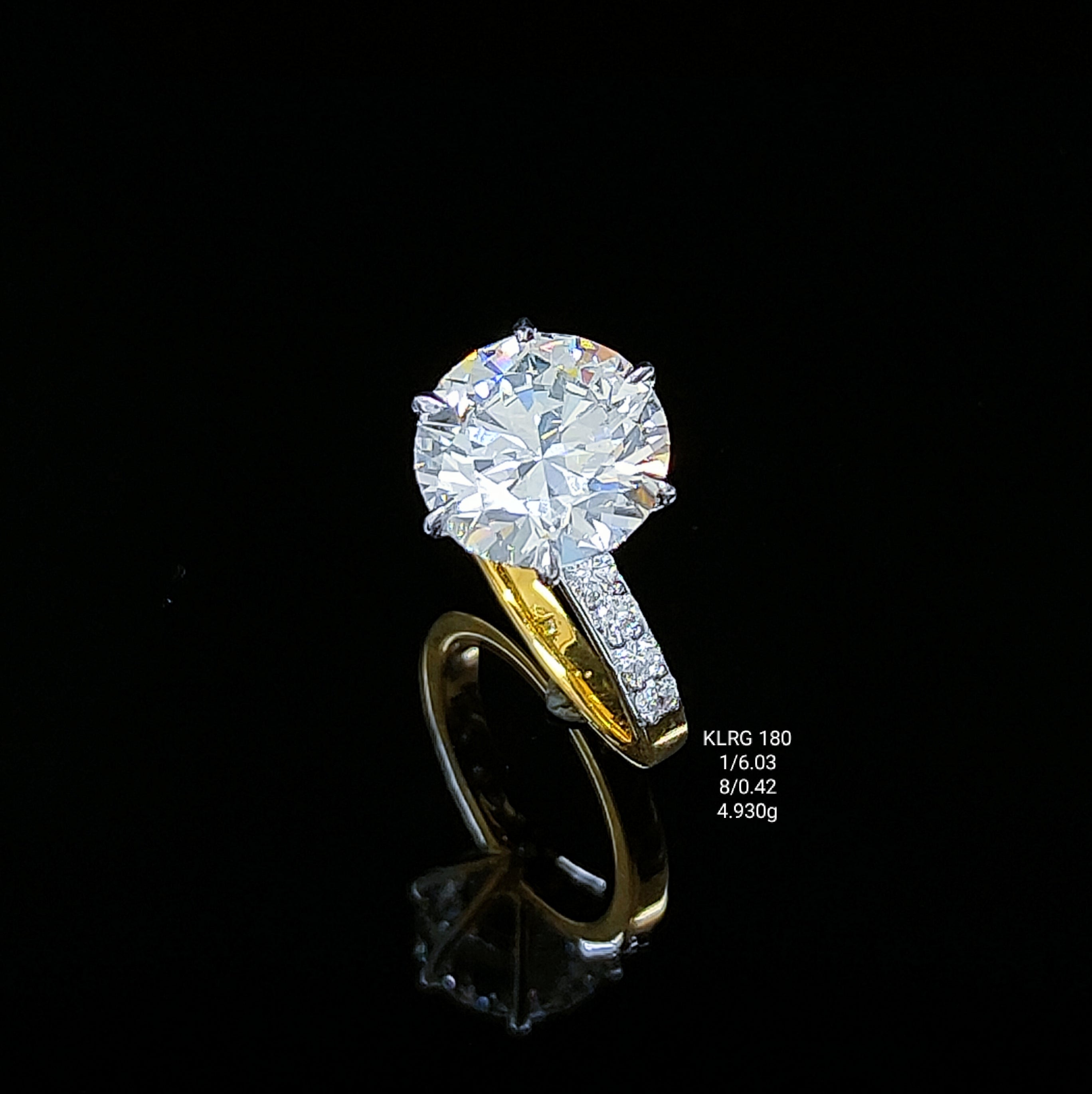 6.45Ct RING solitaire diamonds 18K