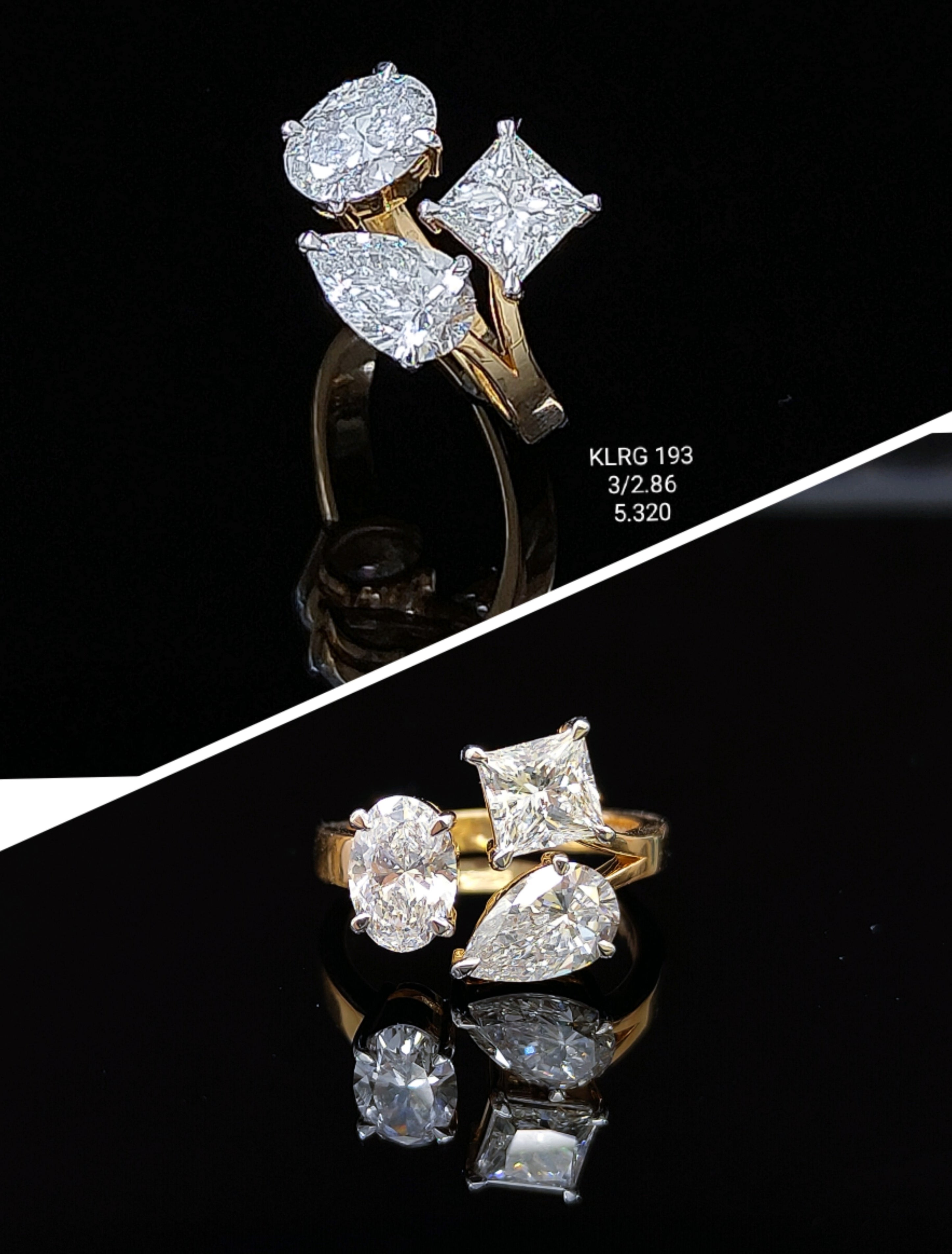 2.86Ct RING MIX shape  diamonds 18K