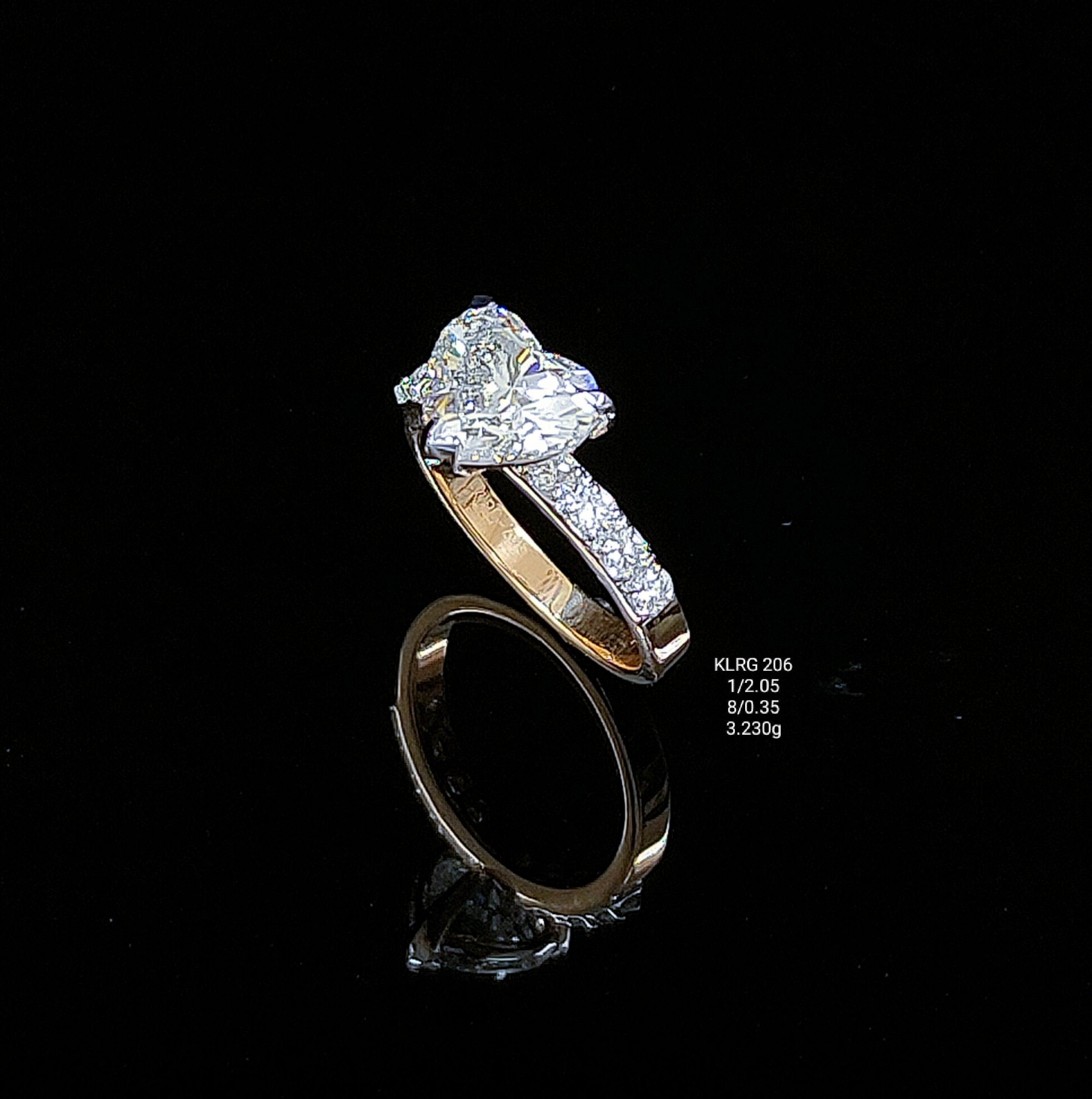 3.14Ct RING solitaire diamonds 18K