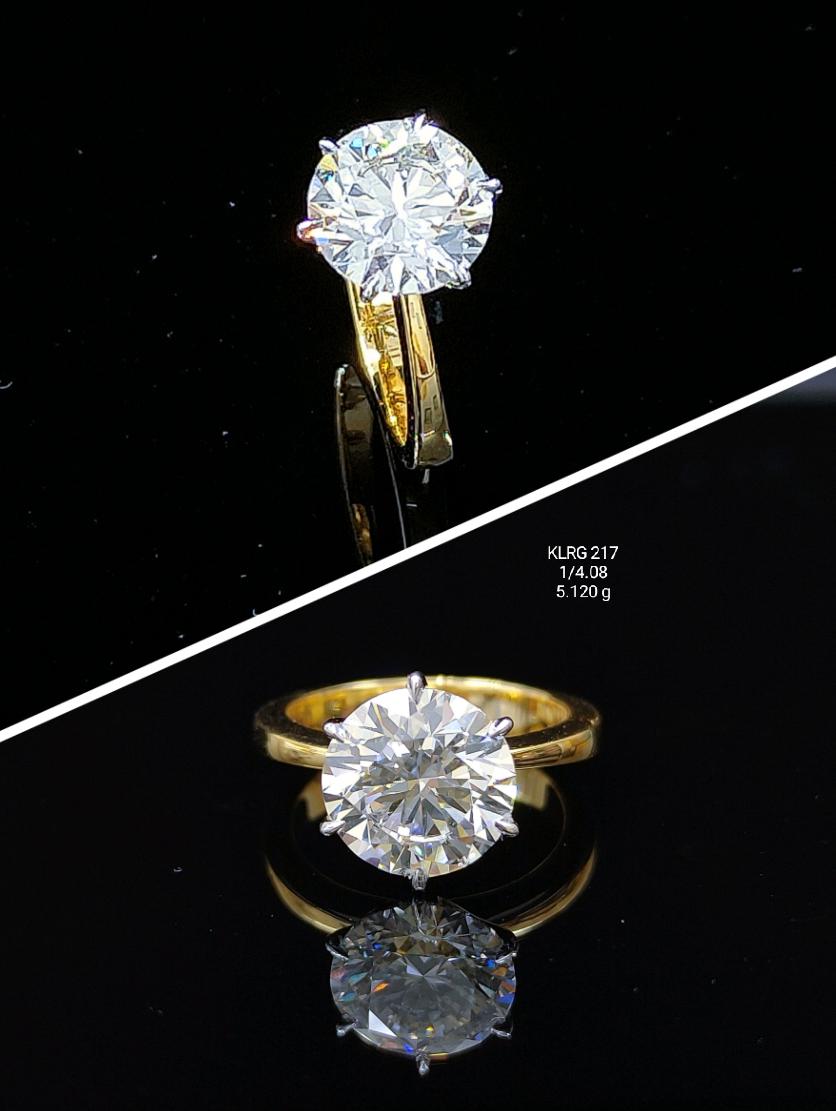 4.08Ct RING solitaire diamonds 18K