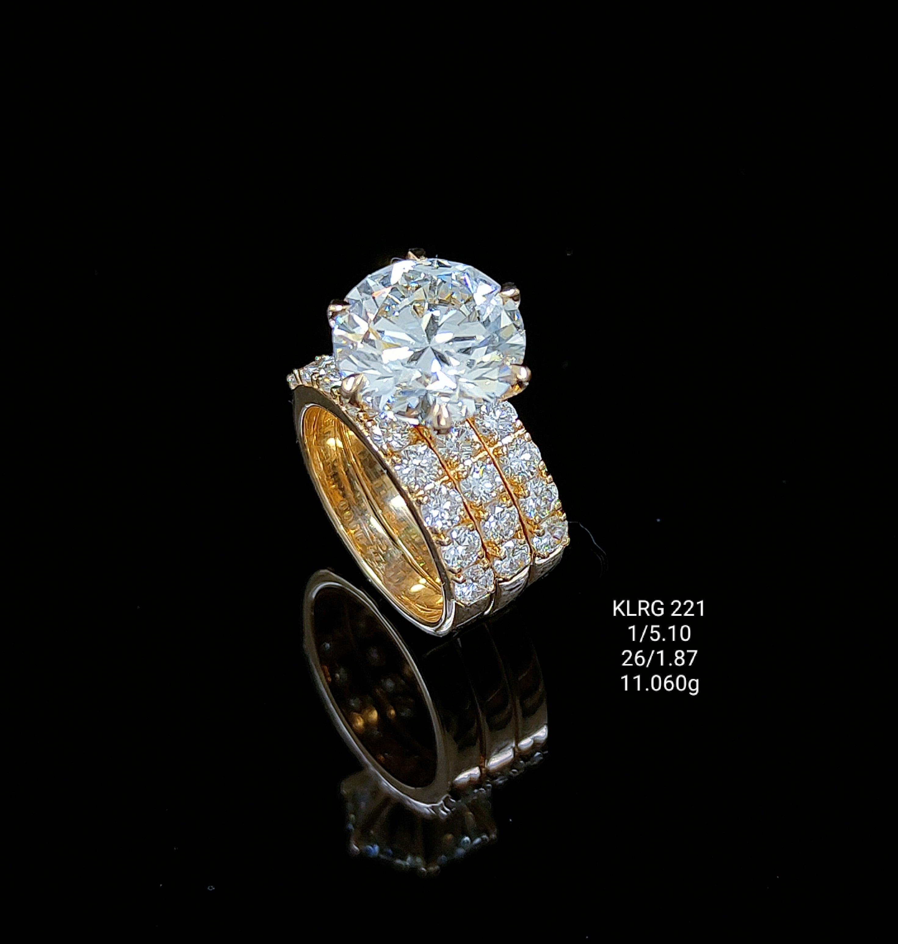 6.97Ct RING solitaire diamonds 18K