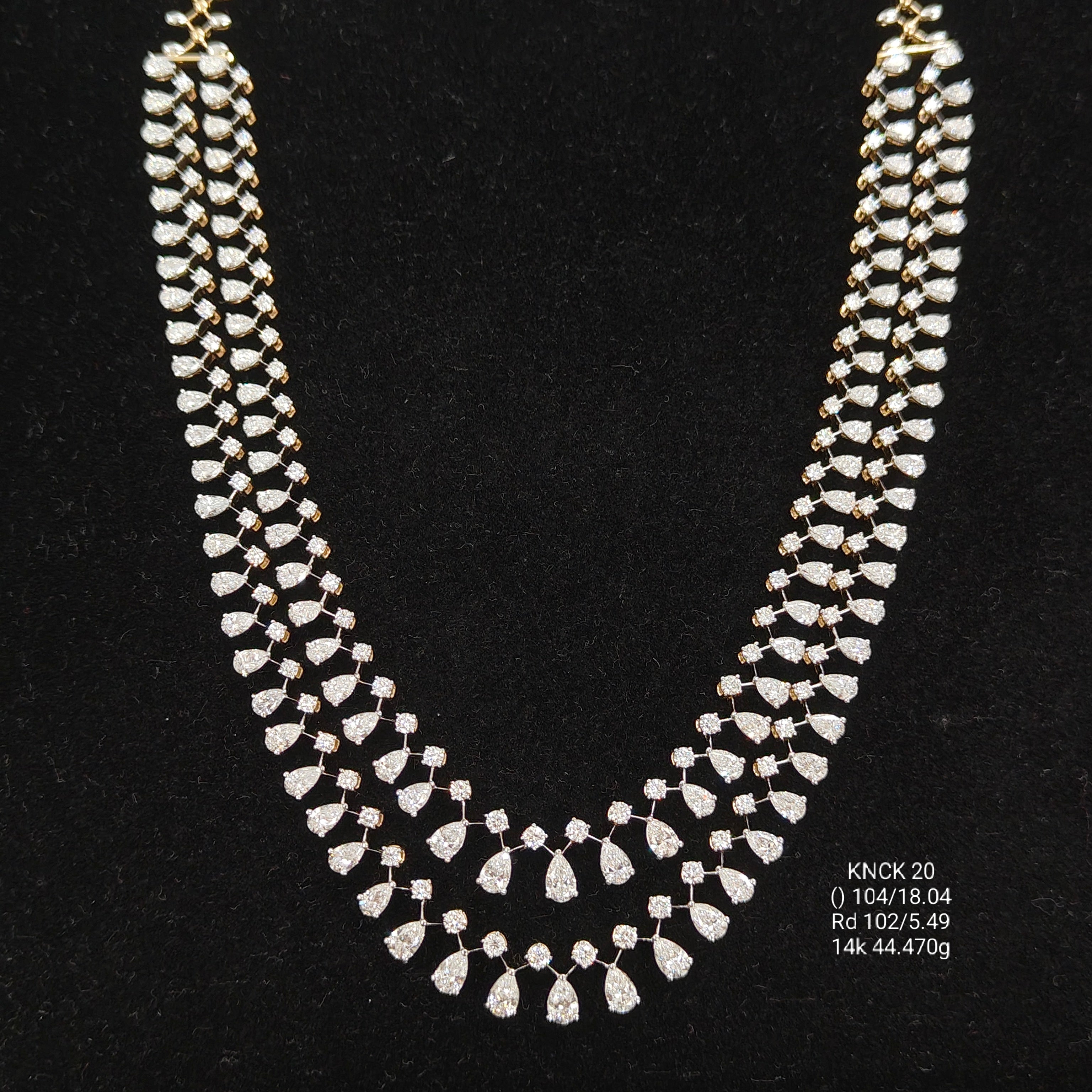 23.53Ct NECKLACE Small round diamonds 14K