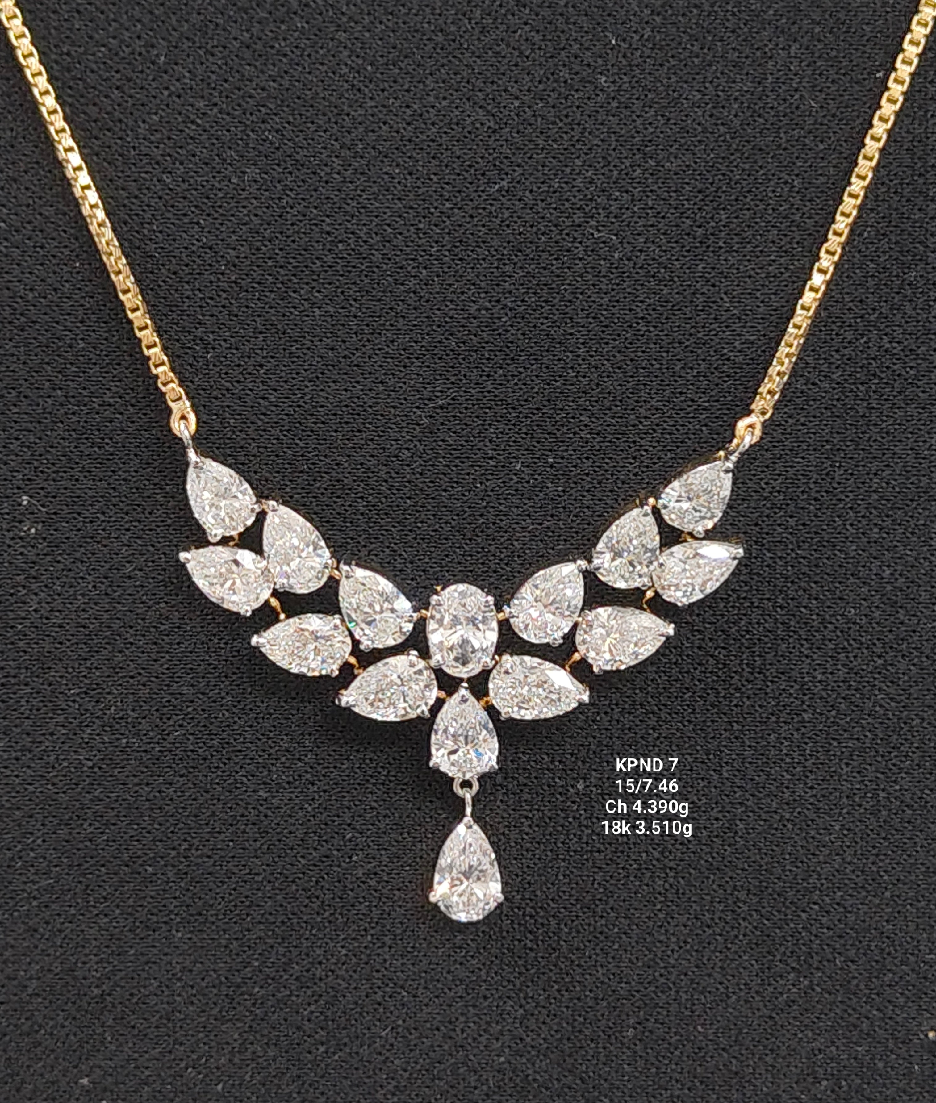 7.46Ct PENDANT solitaire Fancy shape diamonds 18K