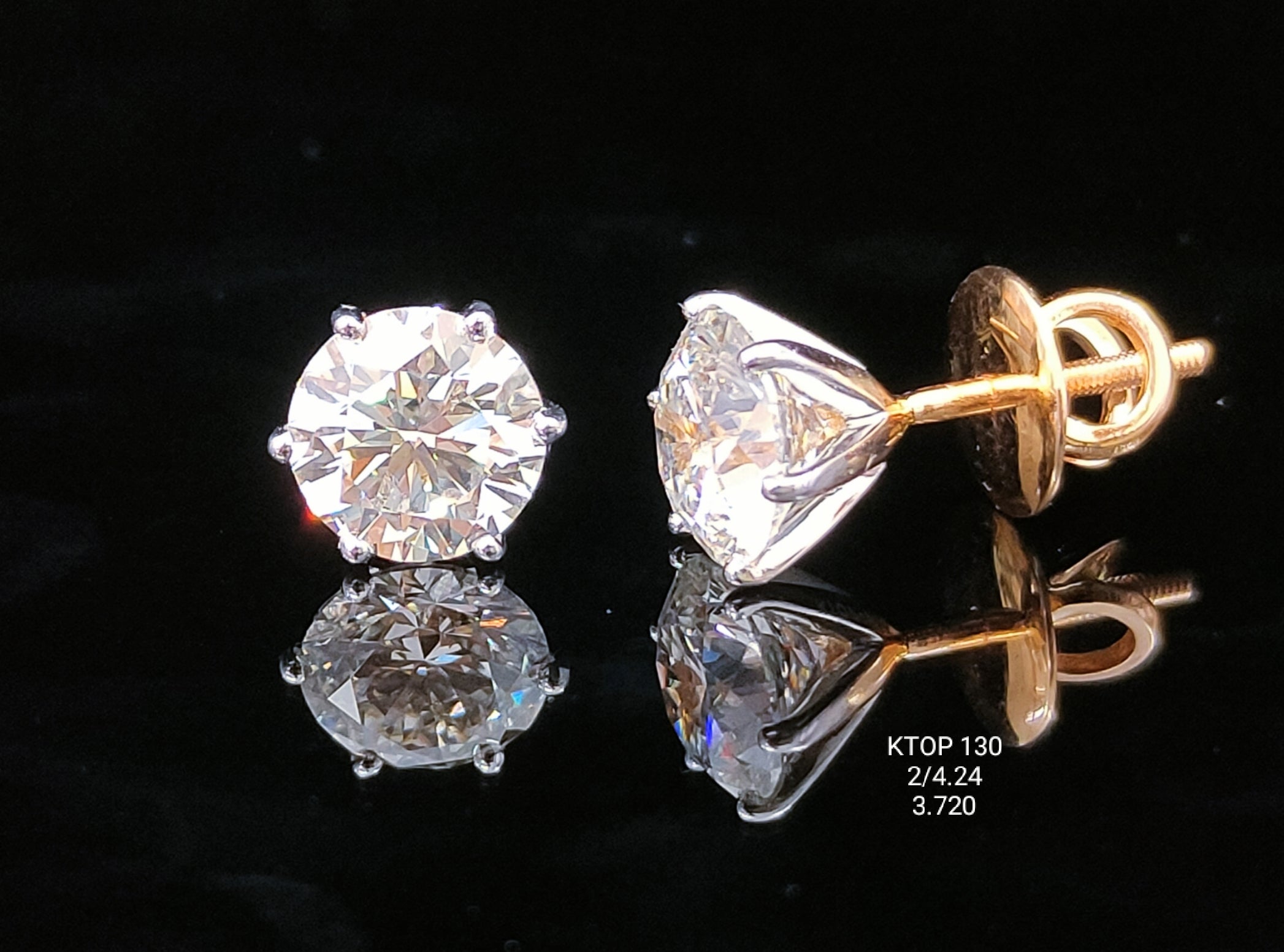 4.24Ct TOPS solitaire diamonds 18K