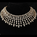 77.18 carat fancy shaped lab-grown diamond necklace in 14kt gold front view
