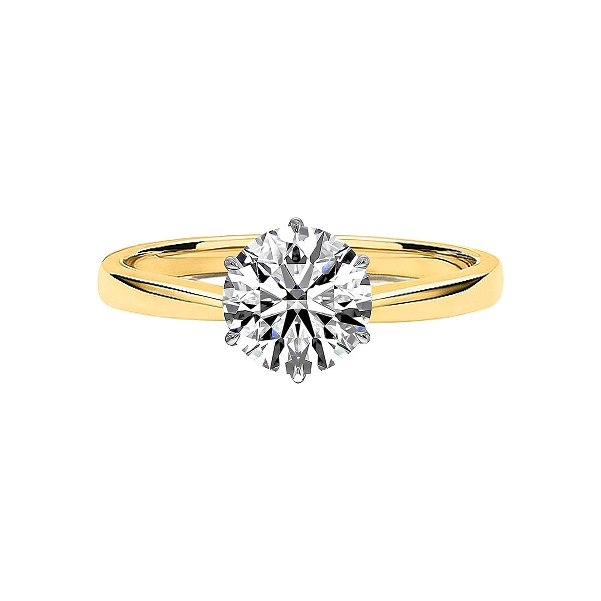 1.00 carat brilliant round lab-grown diamond ring in 18kt gold, front view
