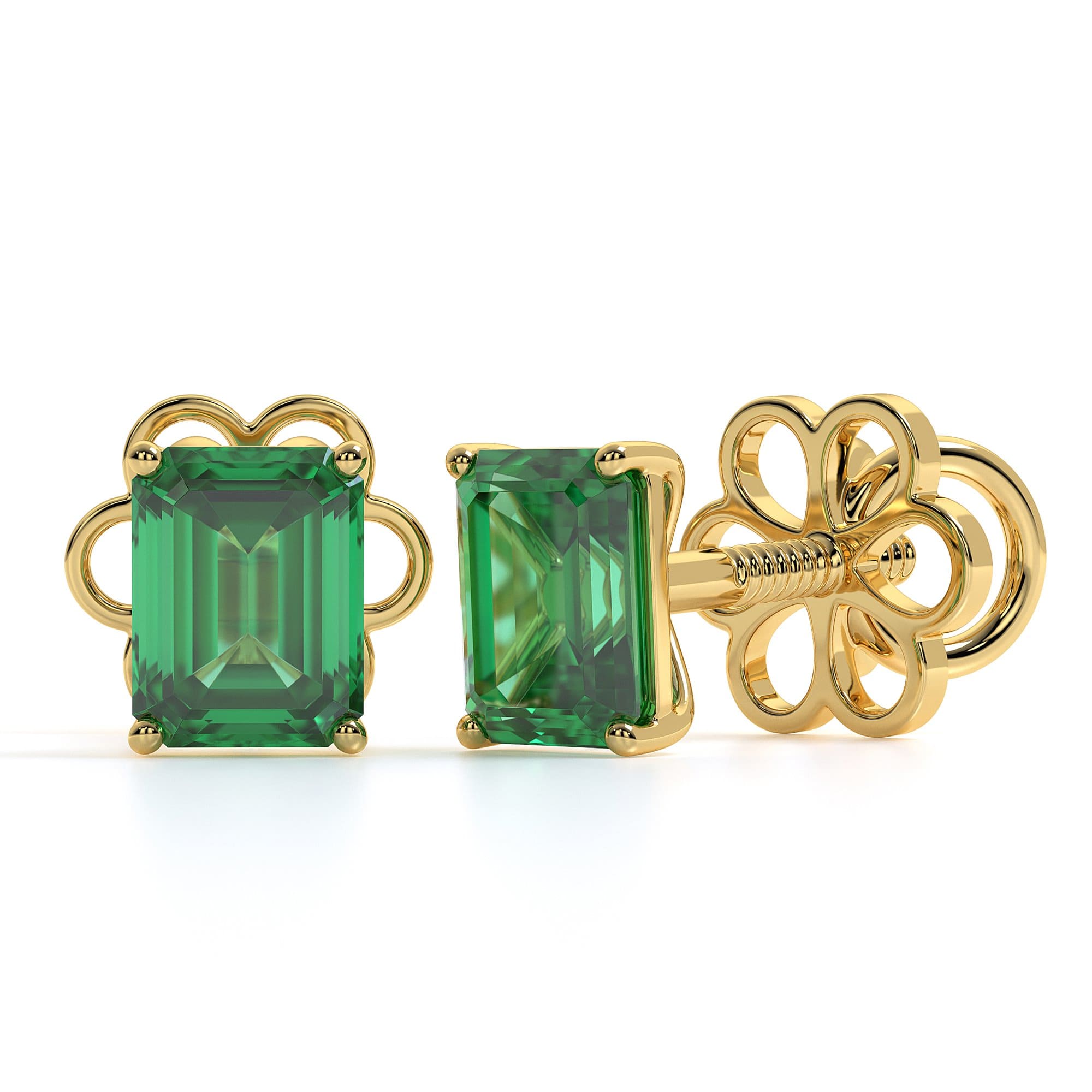1.50 carat emerald cut lab-grown diamond ring in 18kt gold, front view
