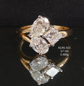 1.84 carat fancy shaped lab-grown diamond ring in 18kt gold front view
