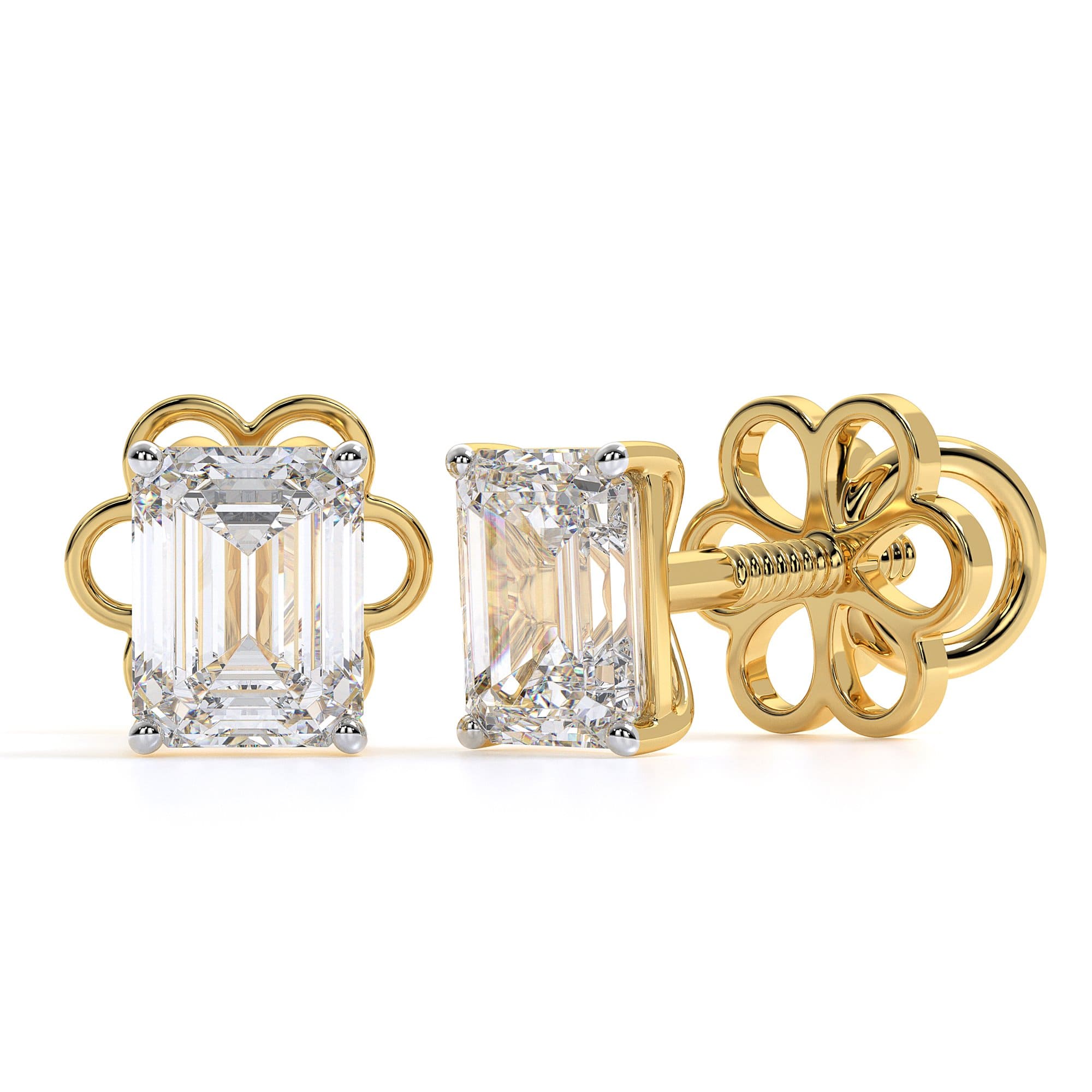 2.00 carat emerald cut lab-grown diamond ring in 18kt gold, front view
