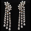 13.68 carat fancy shaped lab-grown diamond necklace and earring set in 14kt gold front view
