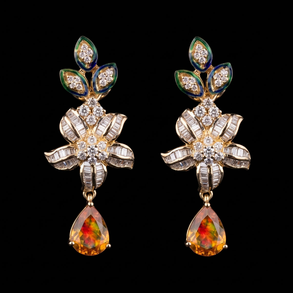 VNCE12824 lab grown diamond earrings on black background