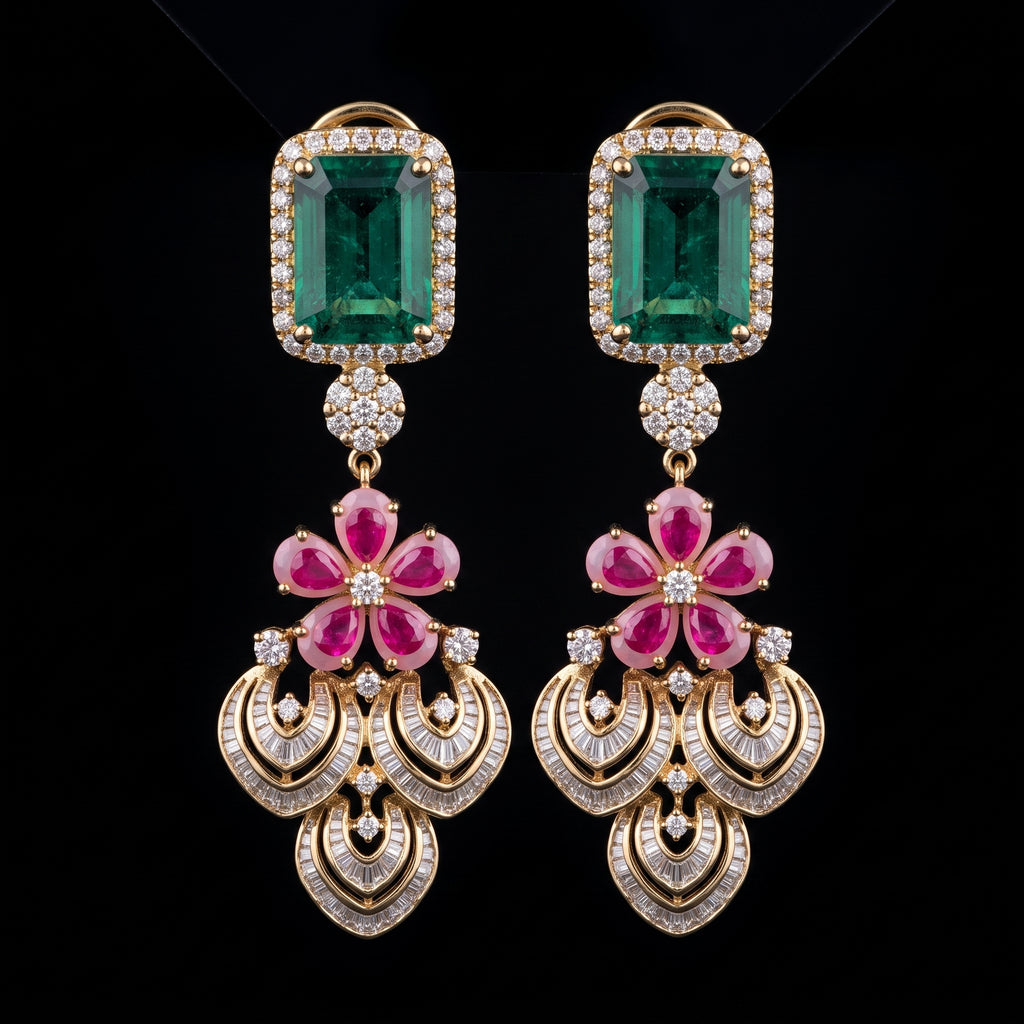 VNCE14924 lab grown diamond earrings on black background