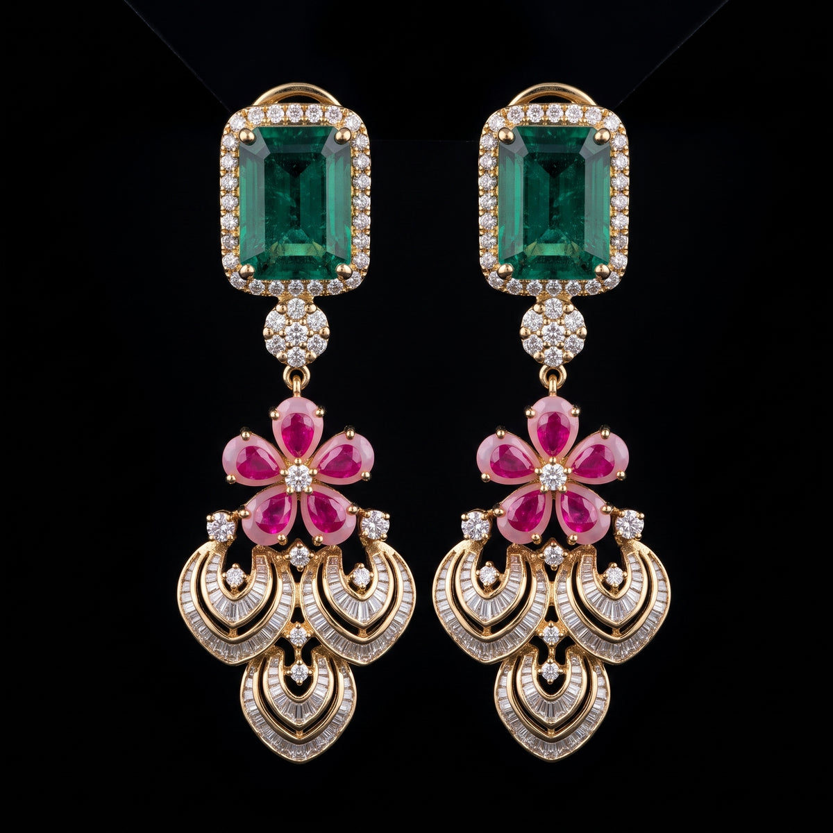 VNCE14924 lab grown diamond earrings on black background