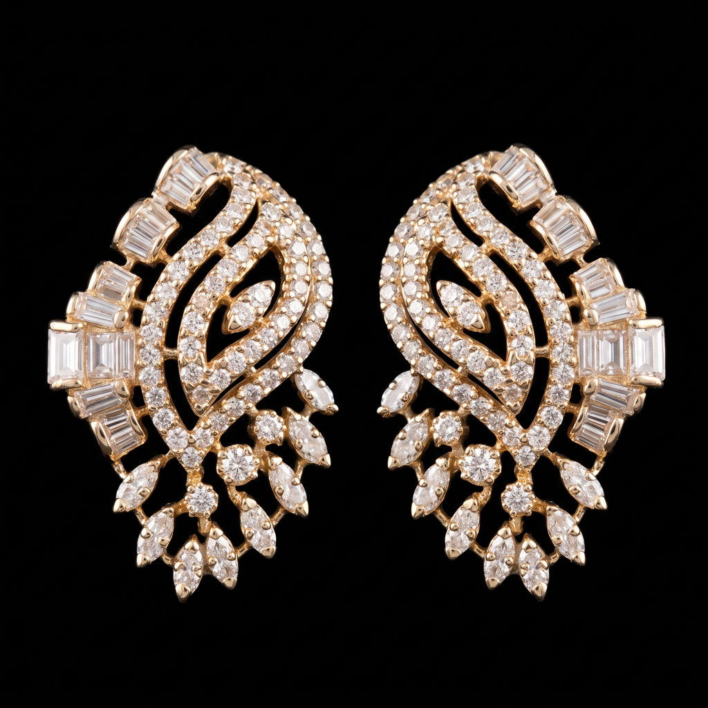 VNCE15165 lab grown diamond earrings on black background