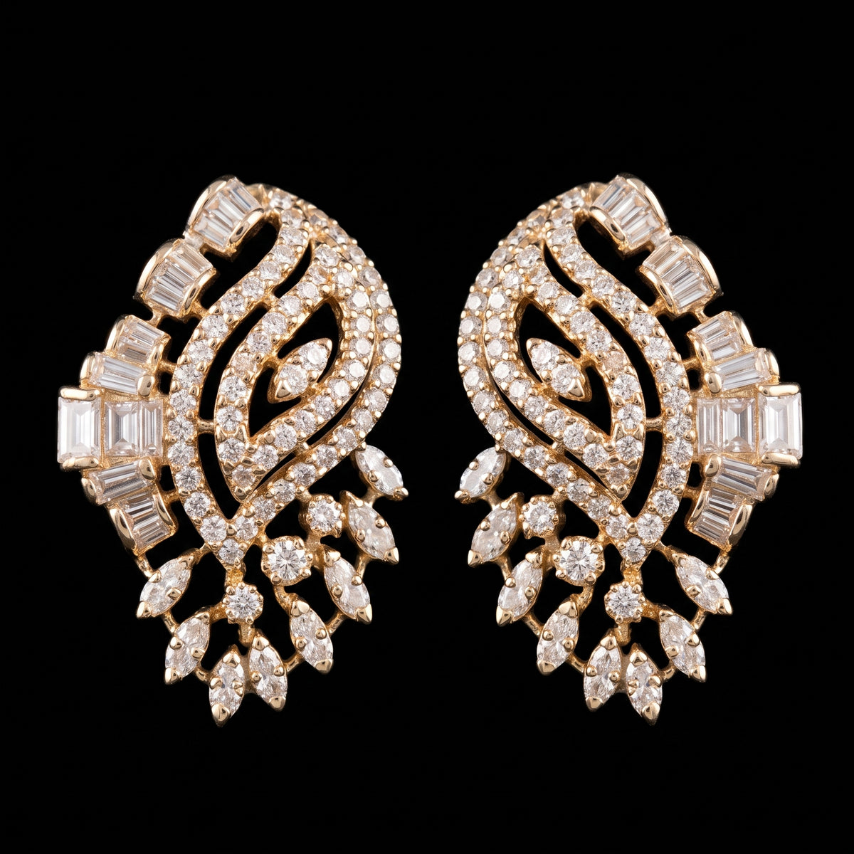 VNCE15165 lab grown diamond earrings on black background