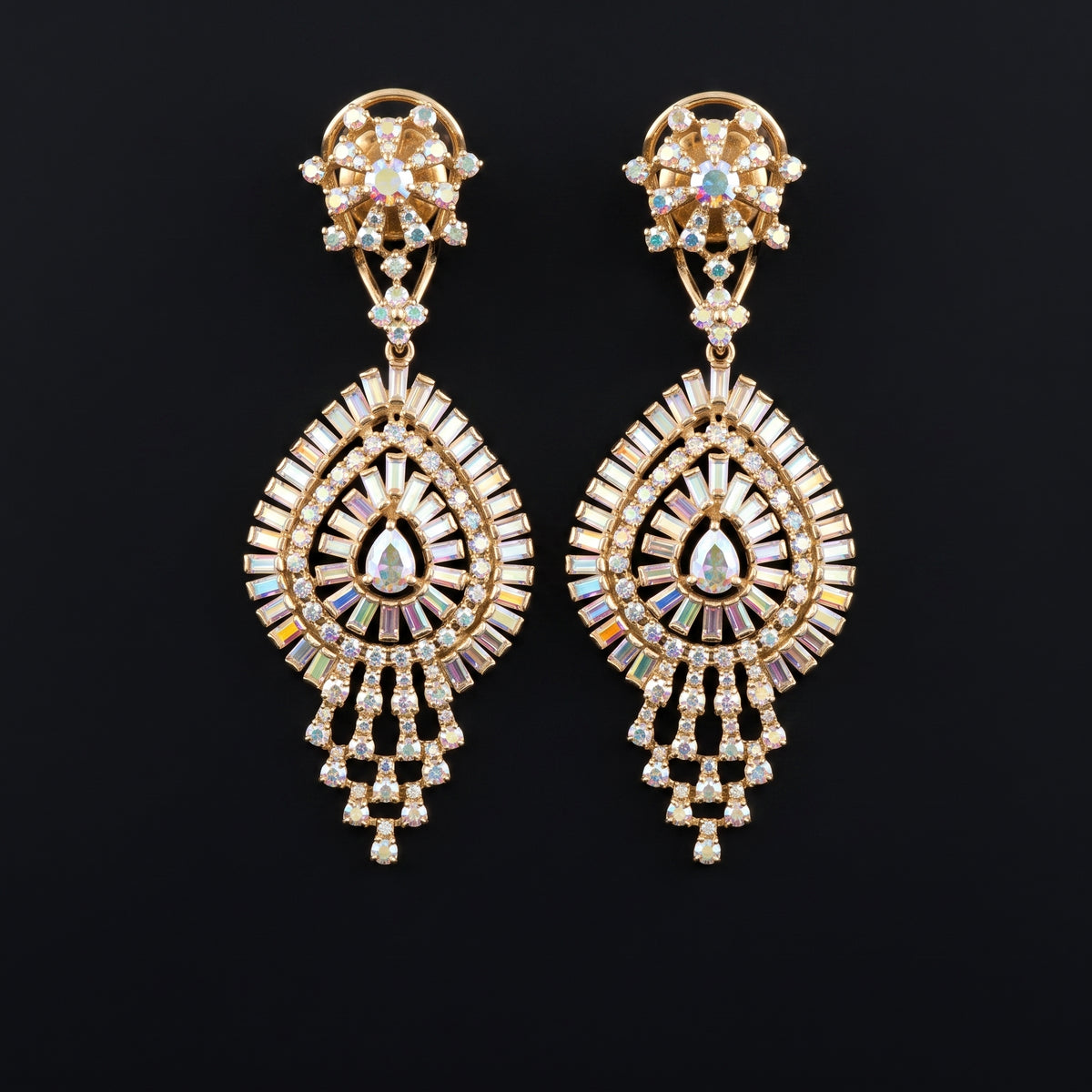 VNCE15543 lab grown diamond earrings on black background
