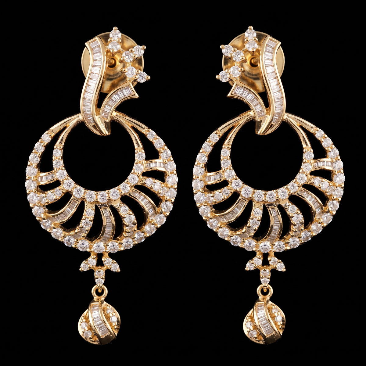 VNCE15566 lab grown diamond earrings on black background