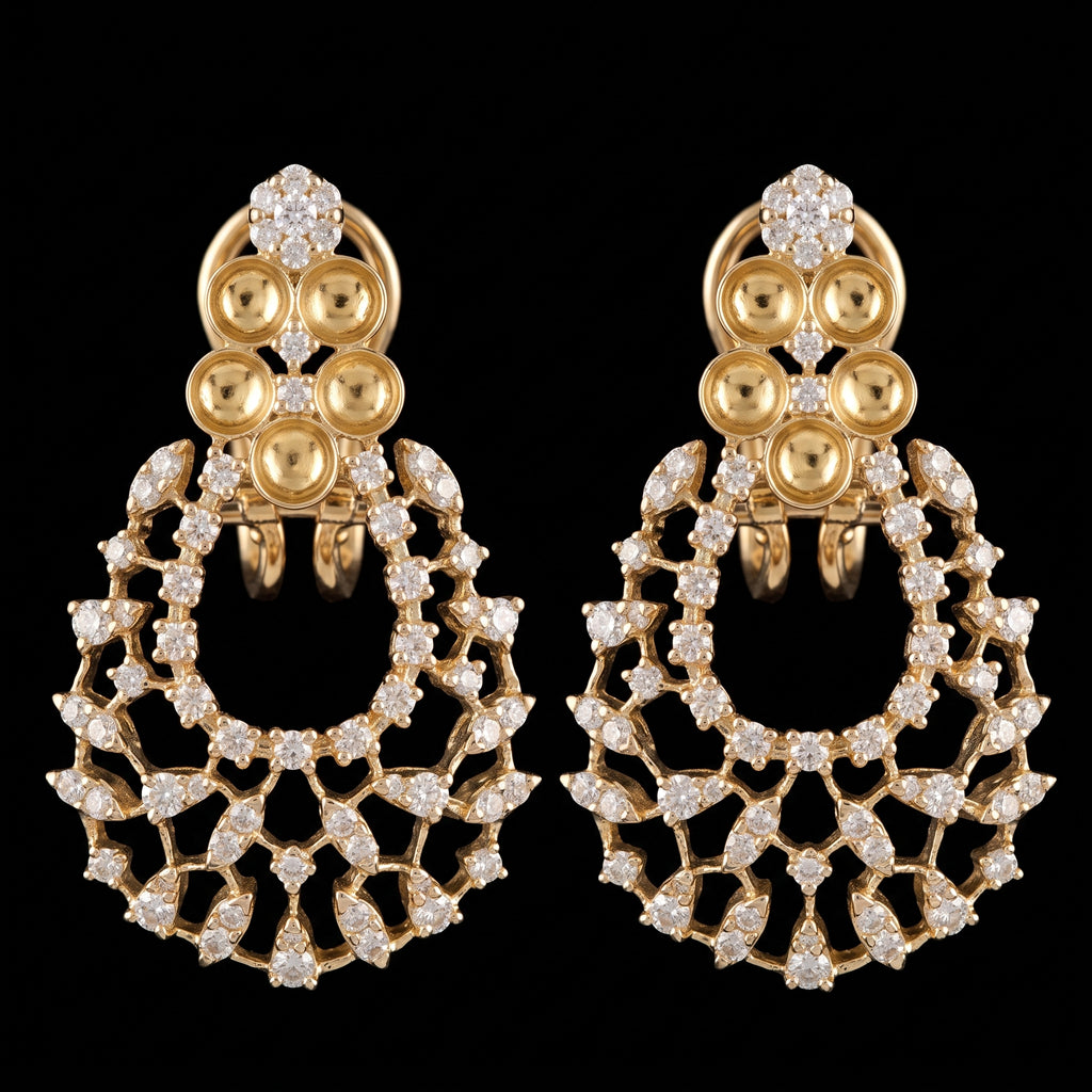 VNCE16776 lab grown diamond earrings on black background