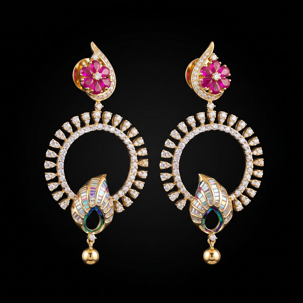 VNCE20601 lab grown diamond earrings on black background
