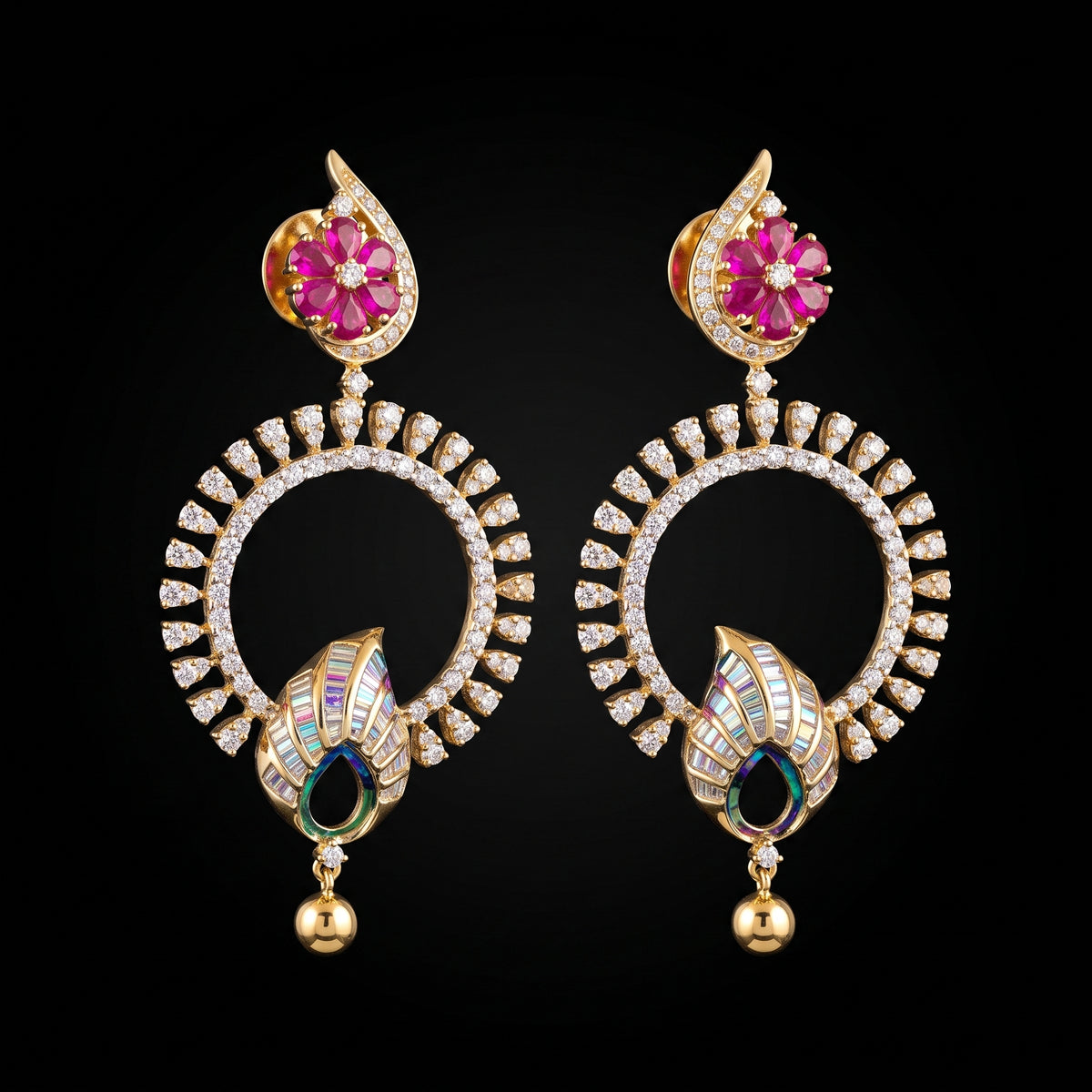 VNCE20601 lab grown diamond earrings on black background