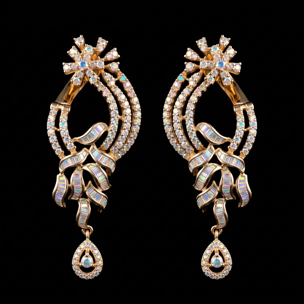 VNCE21940 lab grown diamond earrings on black background