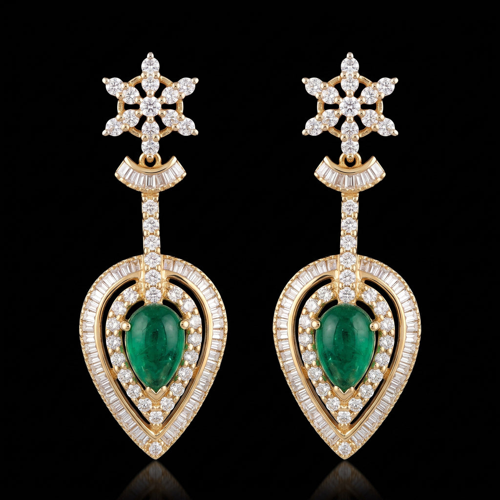 VNCE25906 lab grown diamond earrings on black background
