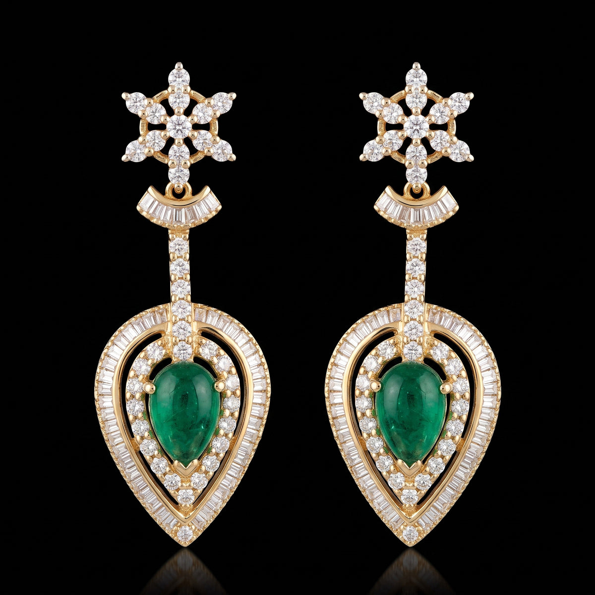 VNCE25906 lab grown diamond earrings on black background