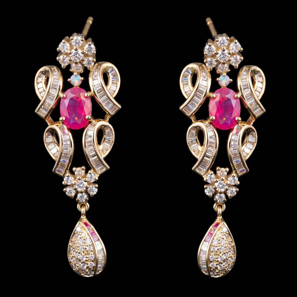 VNCE25954 lab grown diamond earrings on black background